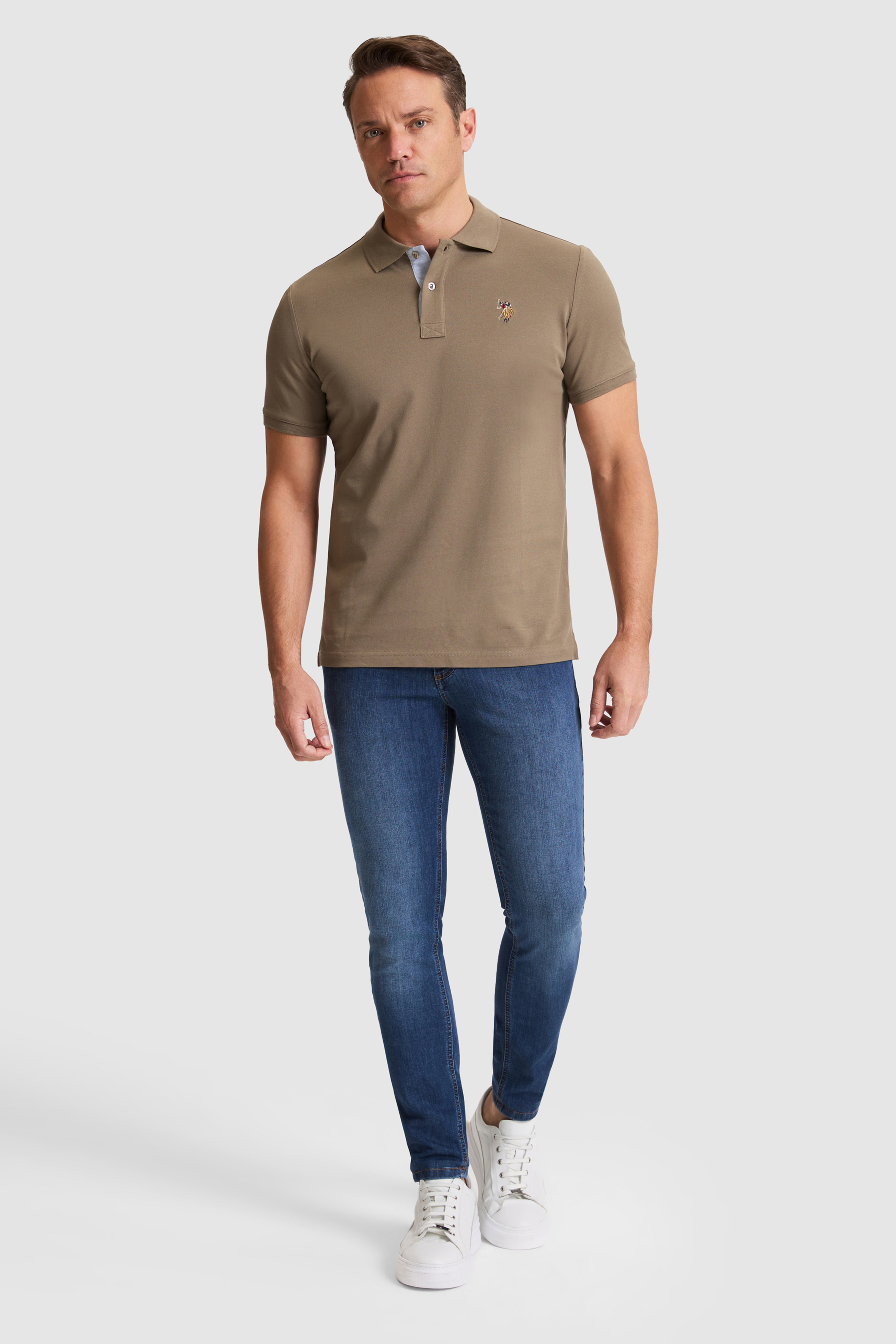 Erkek Haki Regular Fit Polo Yaka Basic Tişört - Image 4