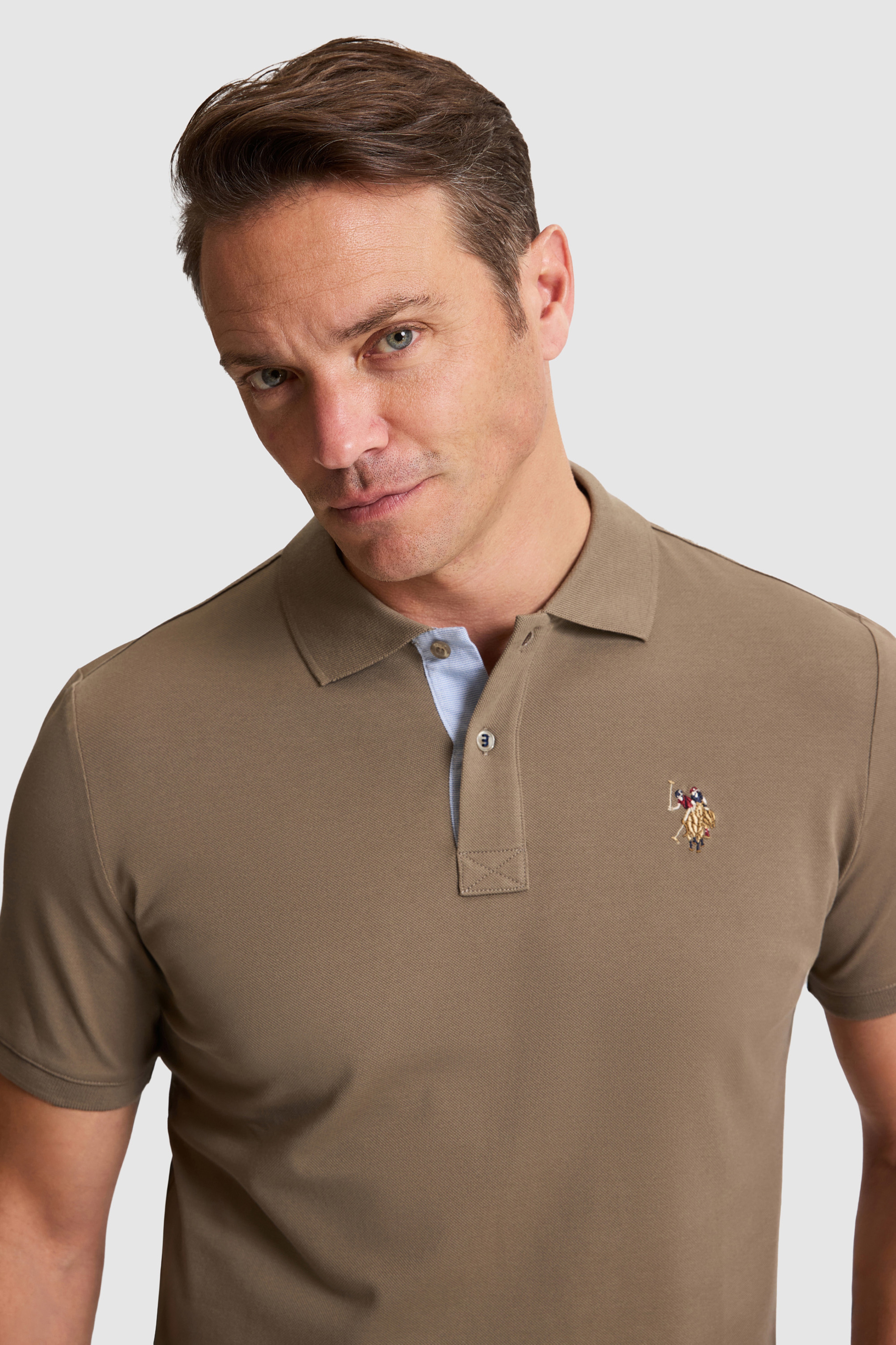 Erkek Haki Regular Fit Polo Yaka Basic Tişört