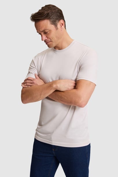 Erkek Açık Gri Regular Fit Bisiklet Yaka Basic Tişört