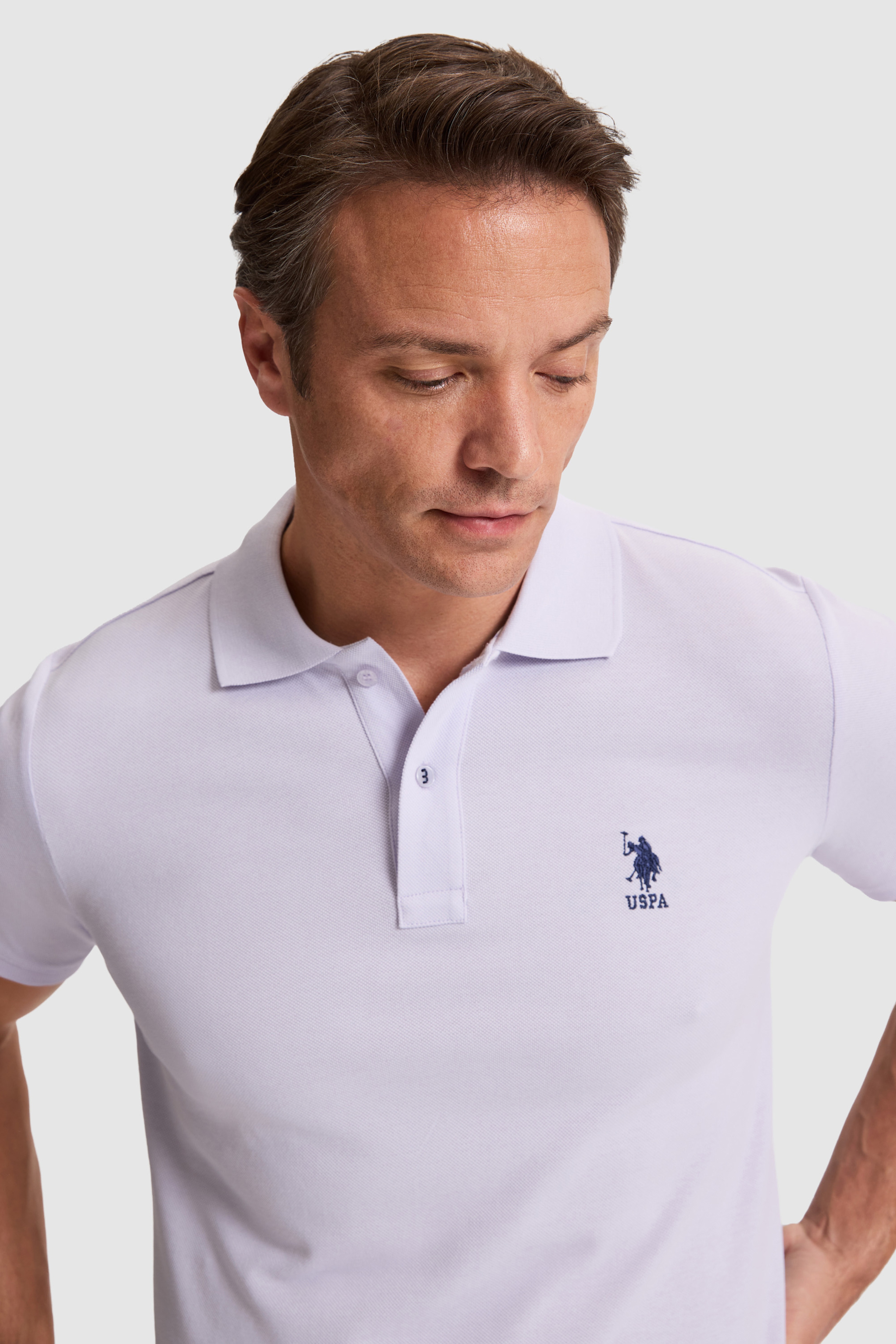 Erkek Lila Slim Fit Polo Yaka Basic Tişört - Image 2
