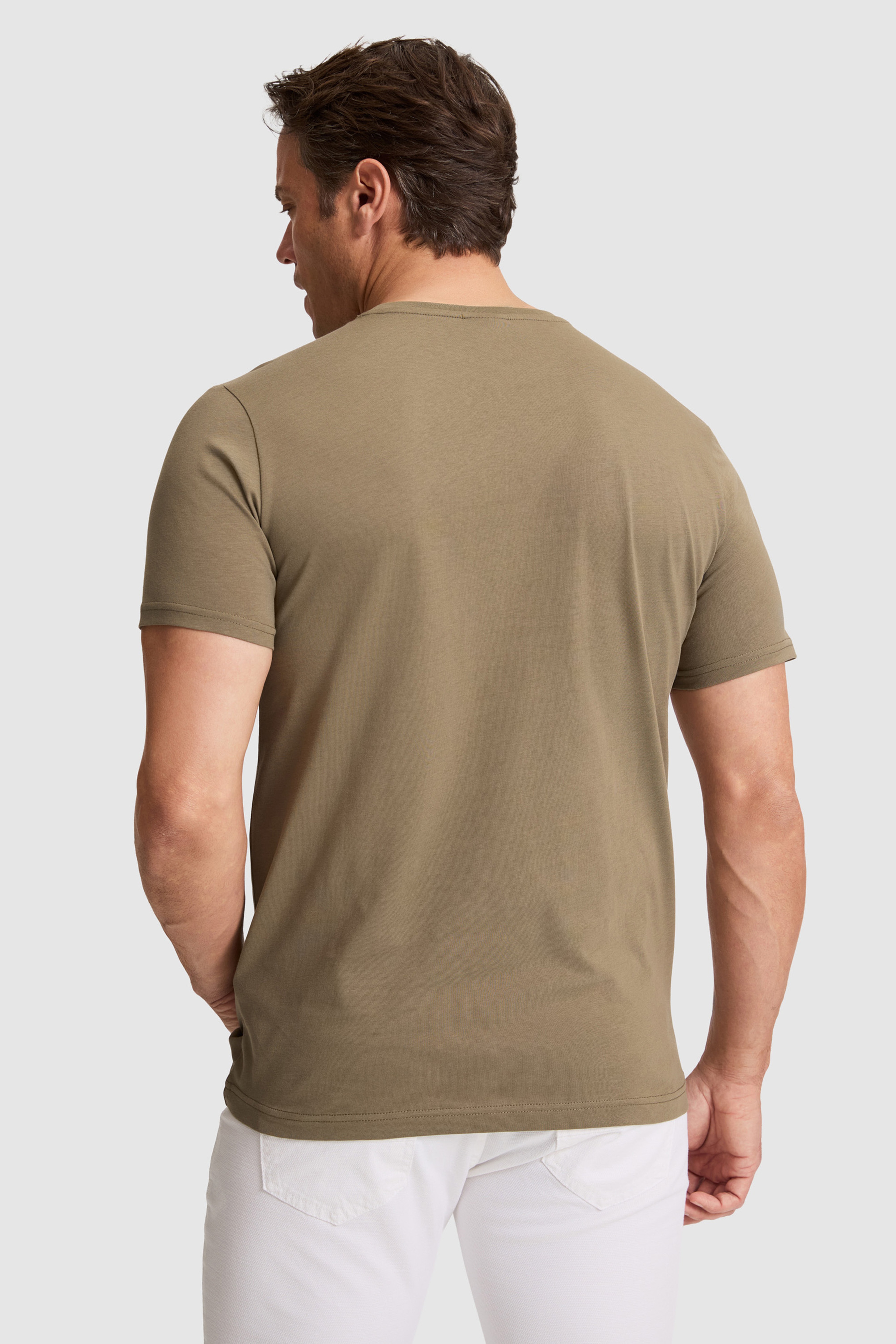 Erkek Haki Regular Fit Bisiklet Yaka Tişört - Image 5