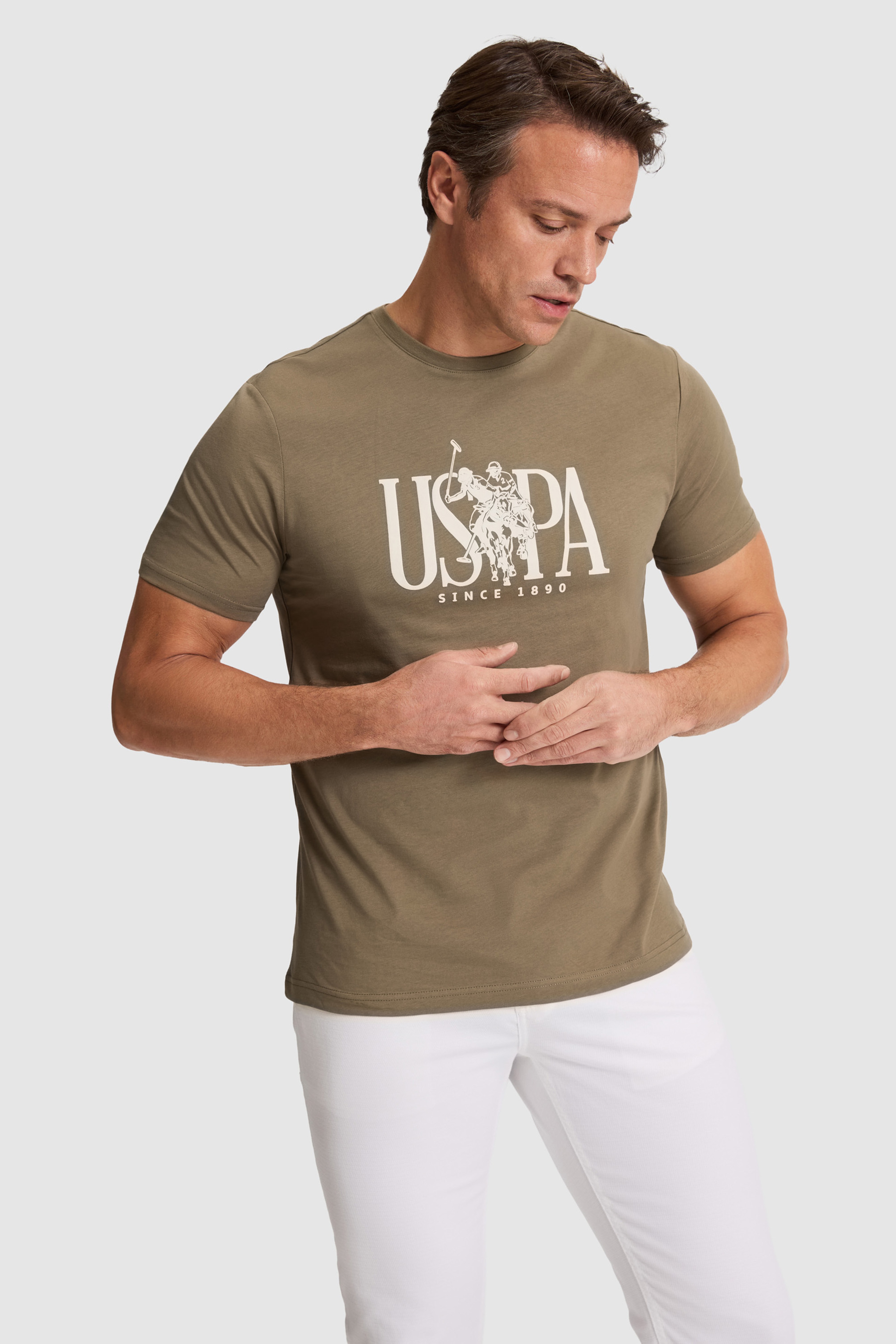 Erkek Haki Regular Fit Bisiklet Yaka Tişört - Image 3