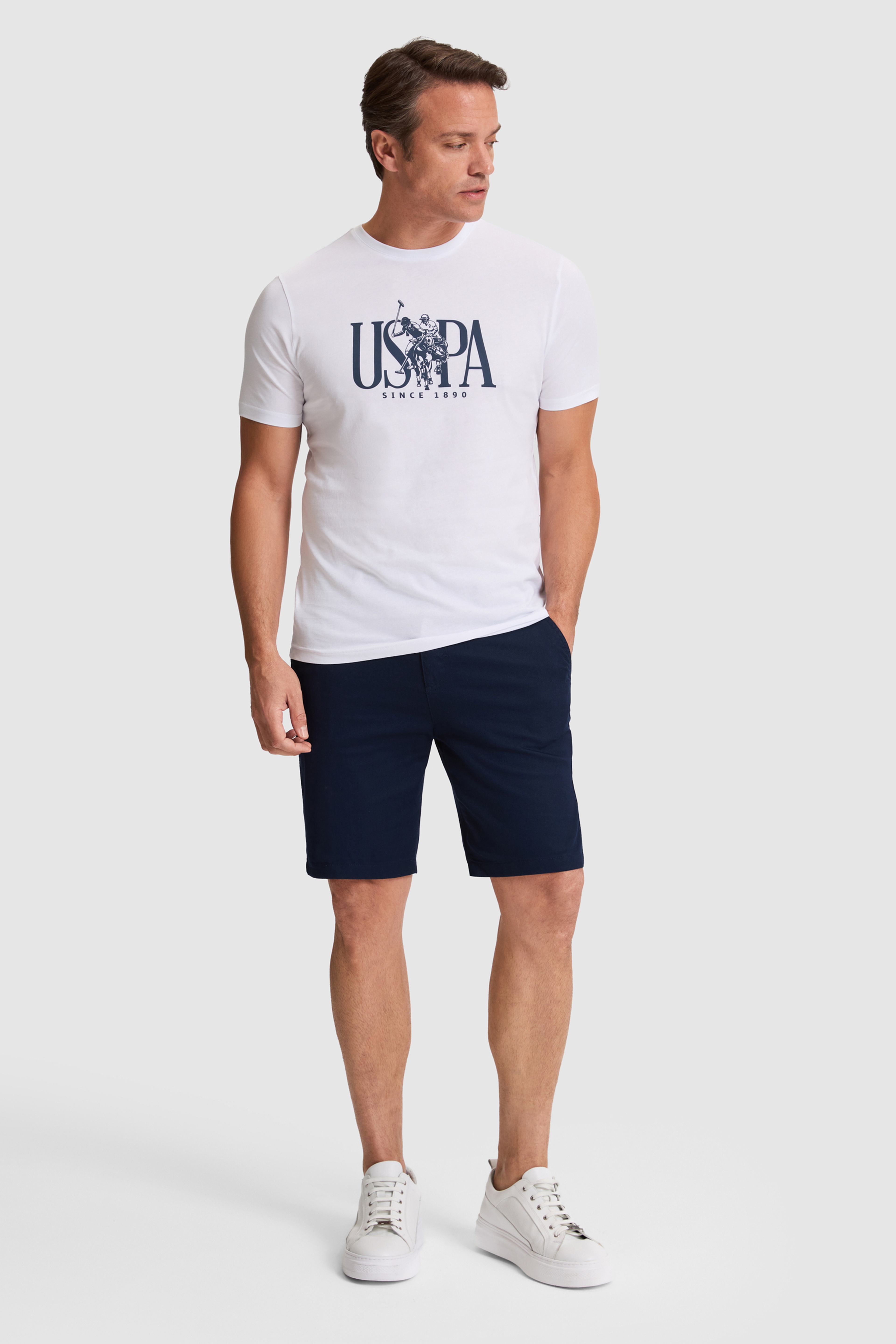 Erkek Beyaz Regular Fit Bisiklet Yaka Tişört - Image 4