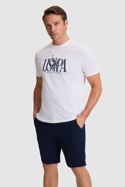 Erkek Beyaz Regular Fit Bisiklet Yaka Tişört