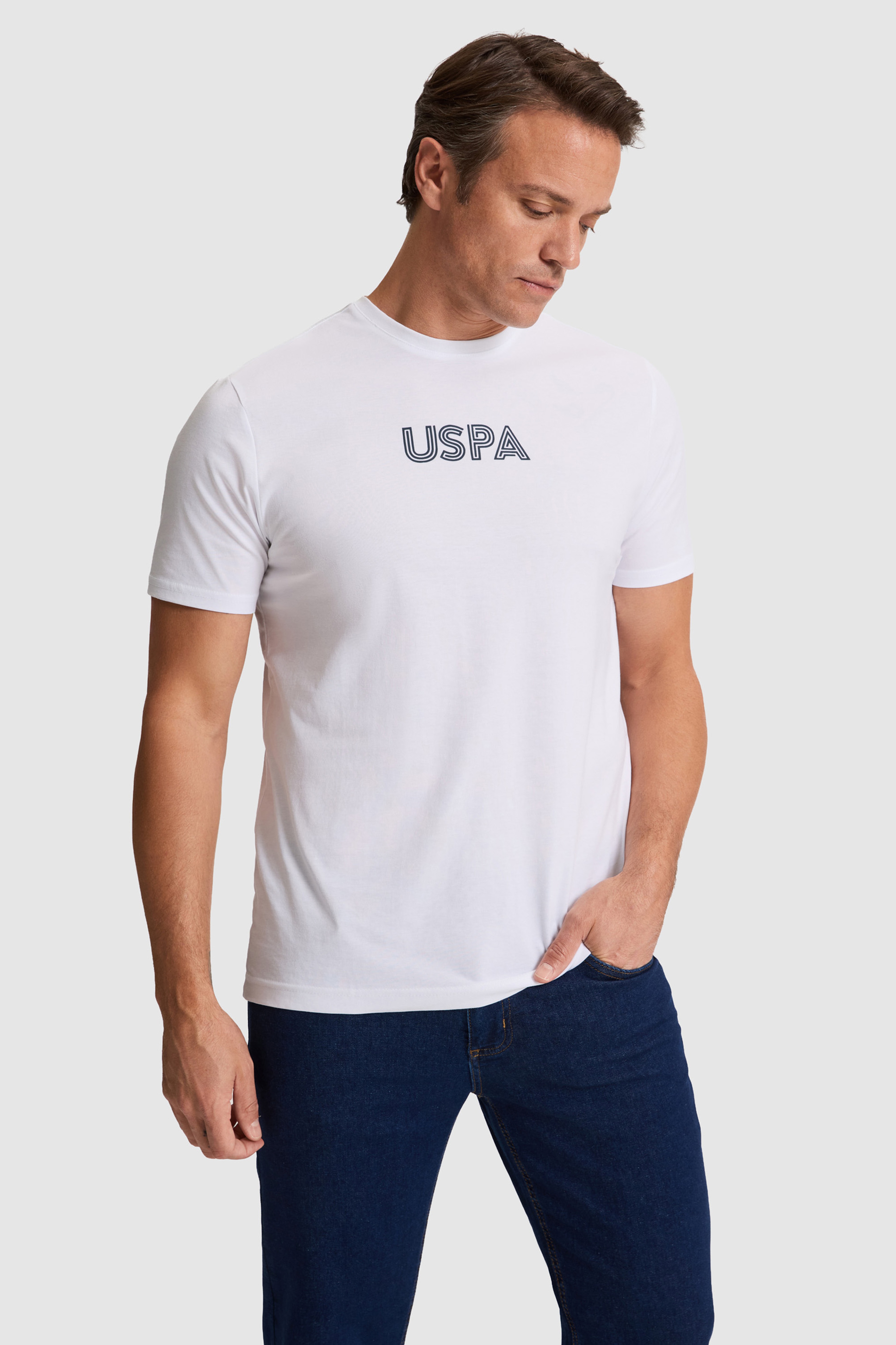 Erkek Beyaz Regular Fit Bisiklet Yaka Basic Tişört
