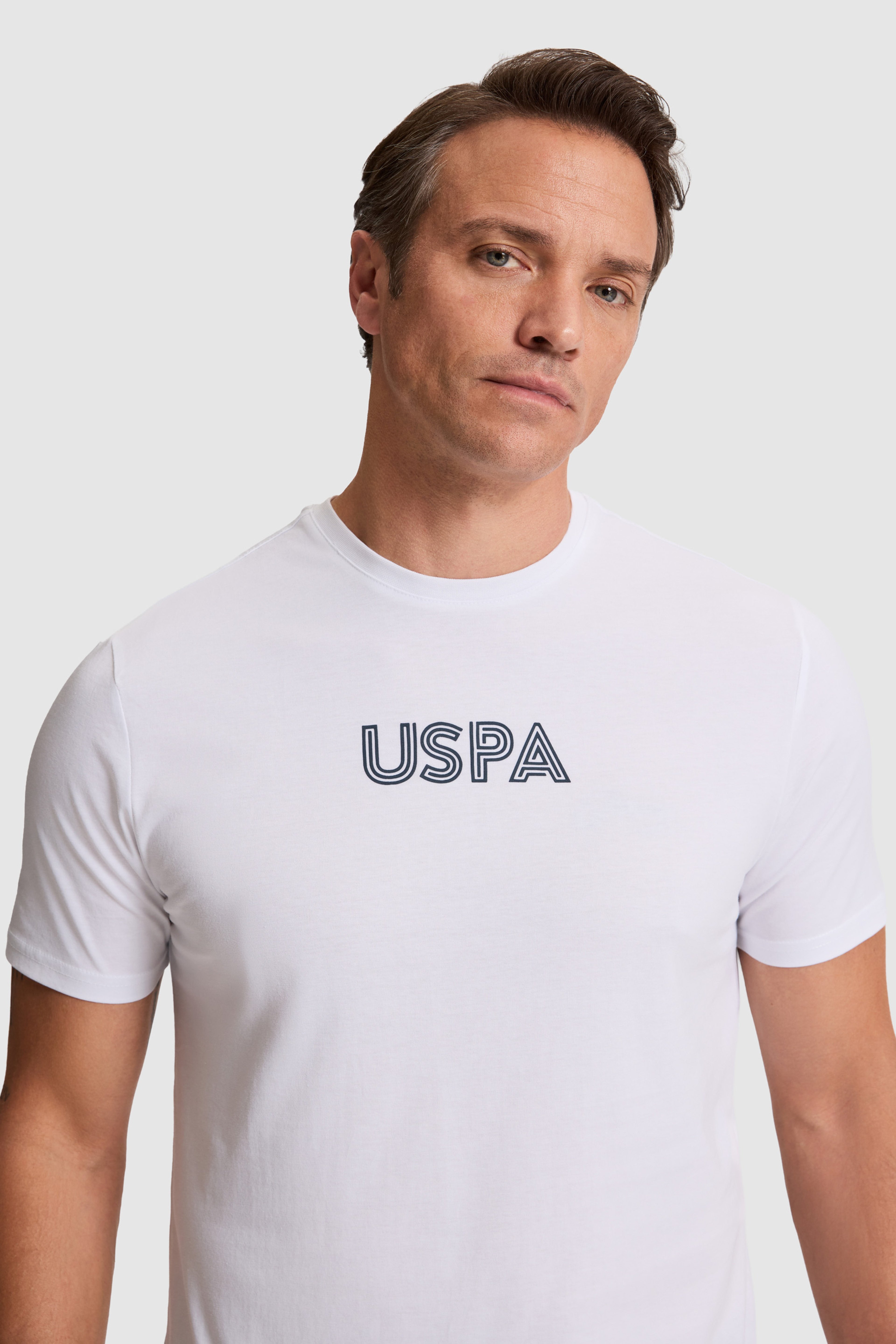 Erkek Beyaz Regular Fit Bisiklet Yaka Basic Tişört - Image 2