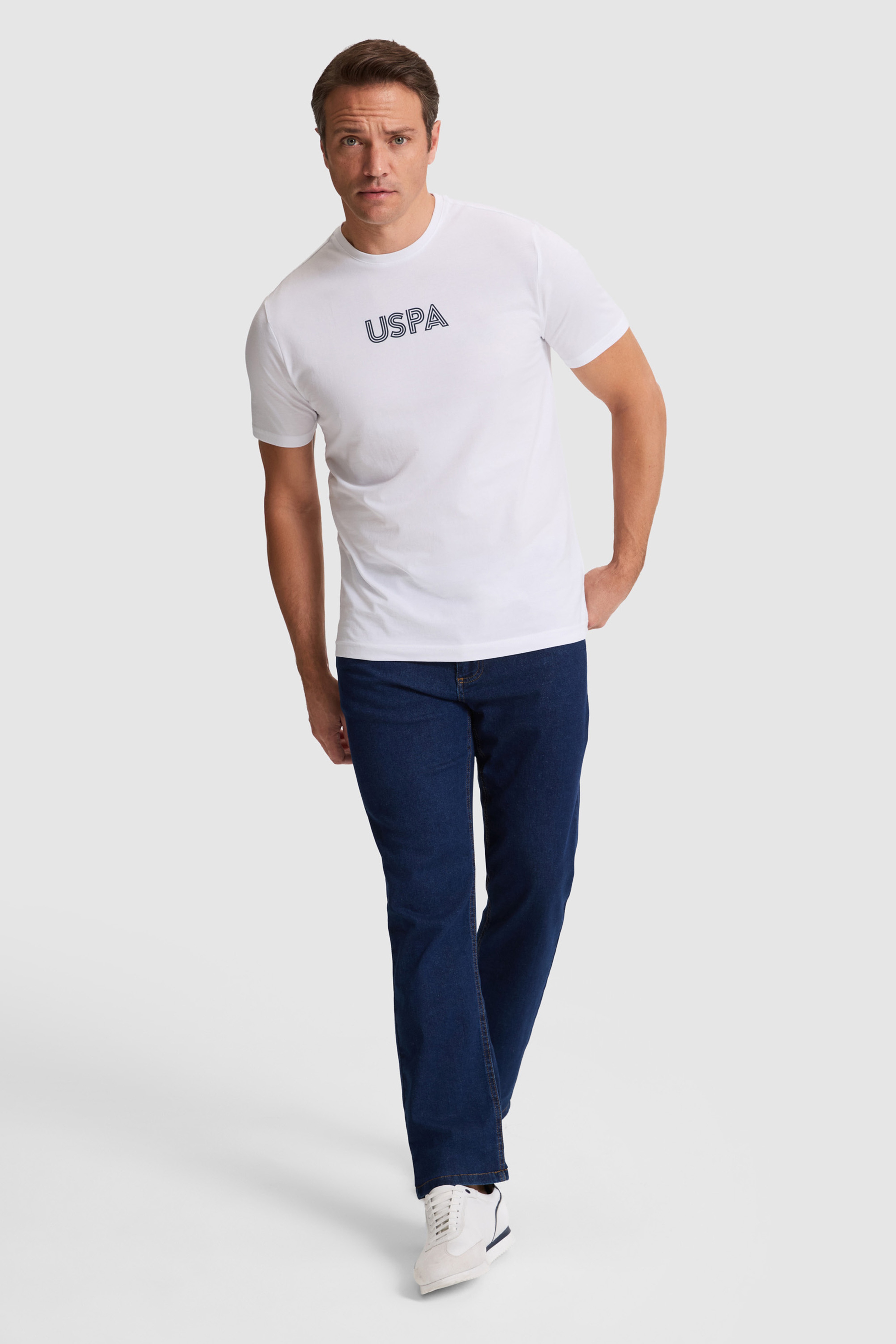 Erkek Beyaz Regular Fit Bisiklet Yaka Basic Tişört
