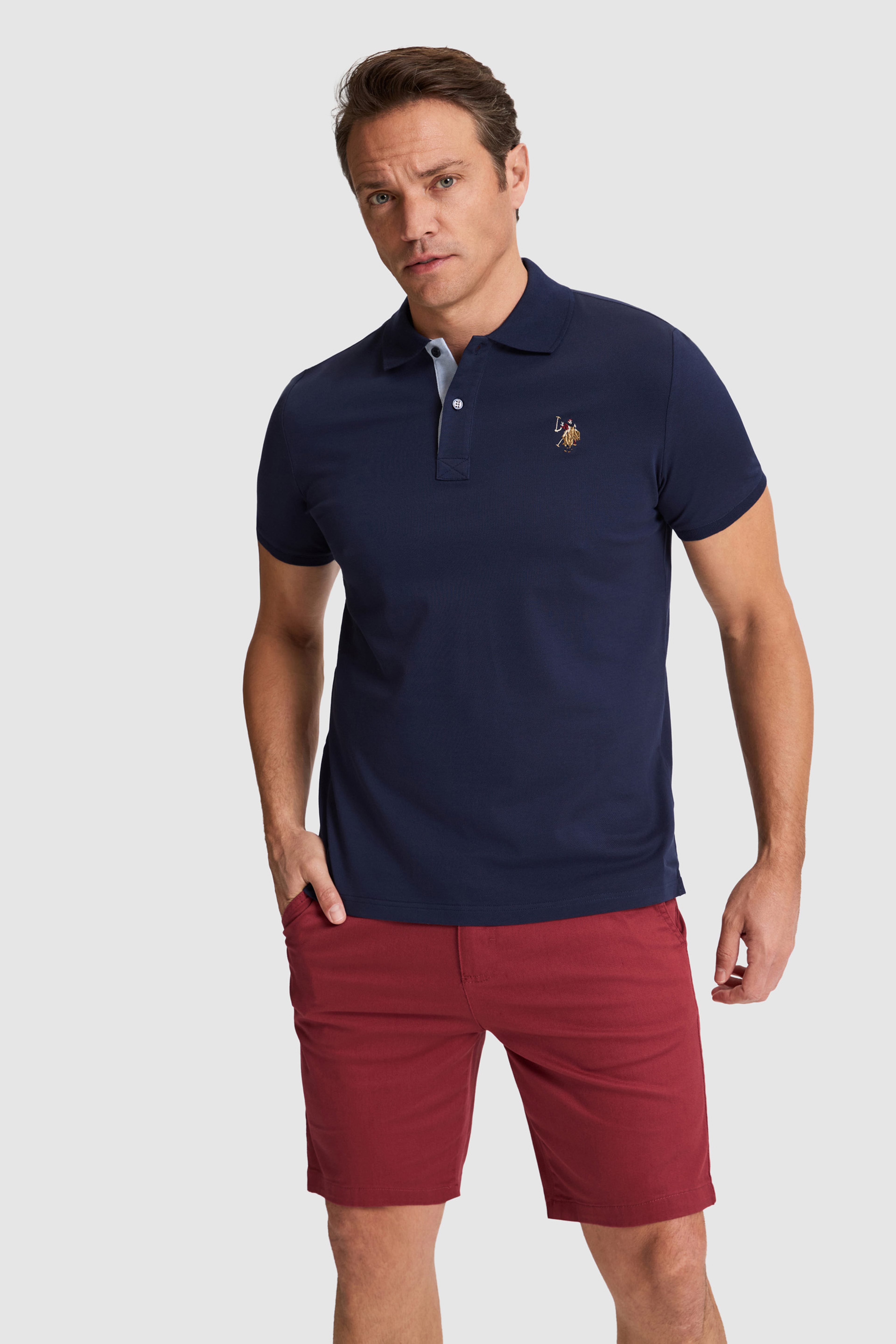 Erkek Lacivert Regular Fit Polo Yaka Basic Tişört - Image 1