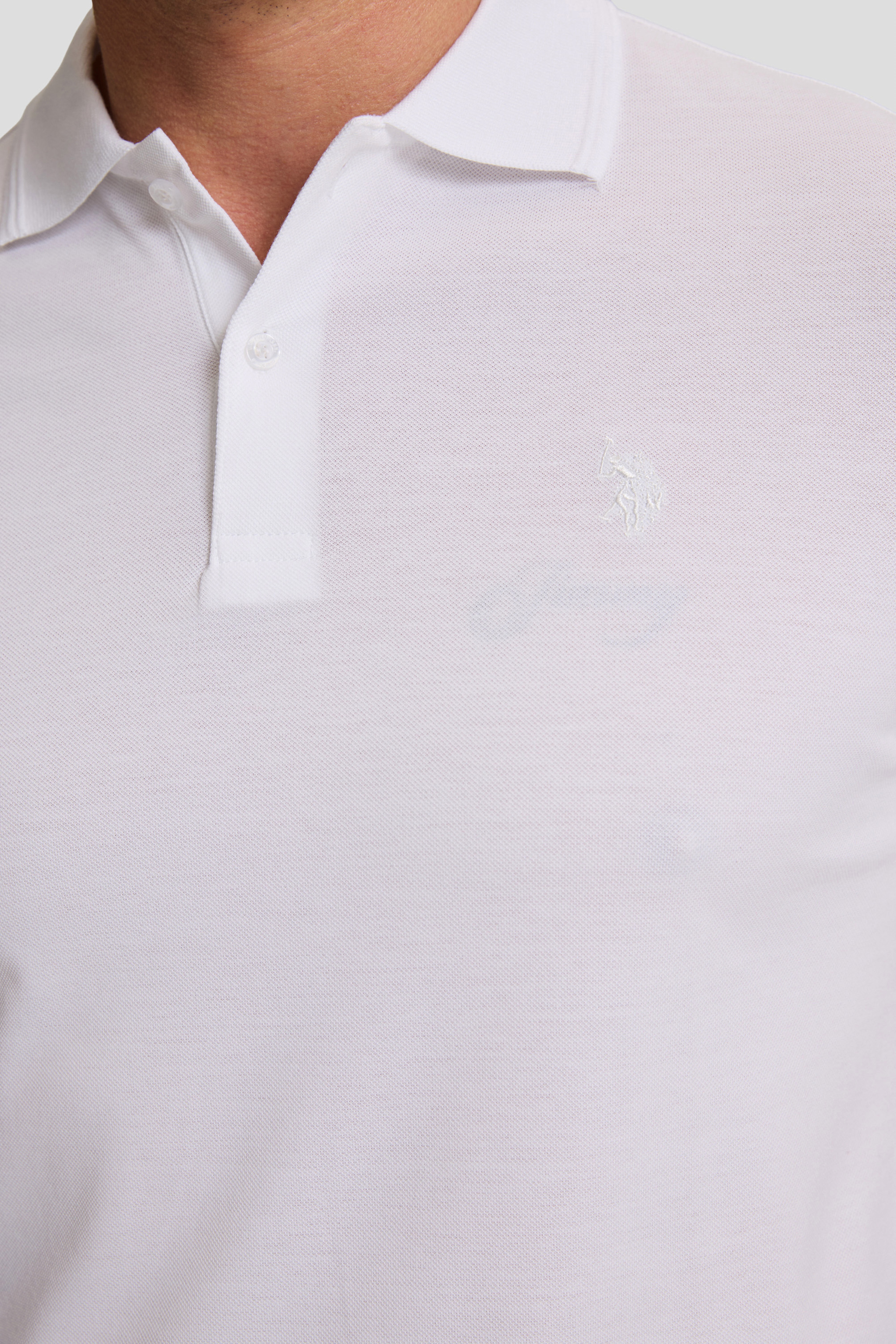 Erkek Beyaz Regular Fit Polo Yaka Basic Tişört - Image 6