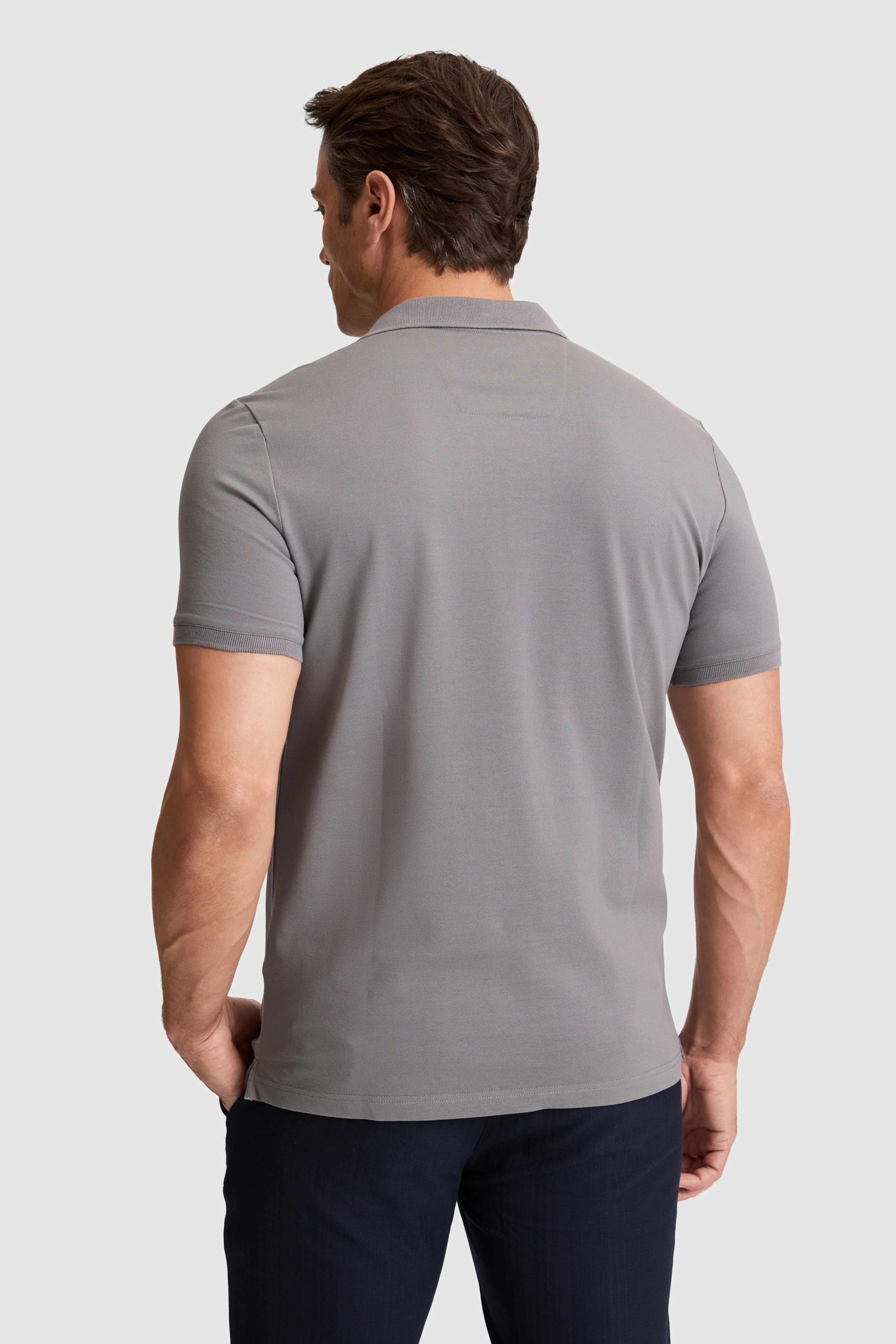 Erkek Gri Regular Fit Polo Yaka Basic Tişört