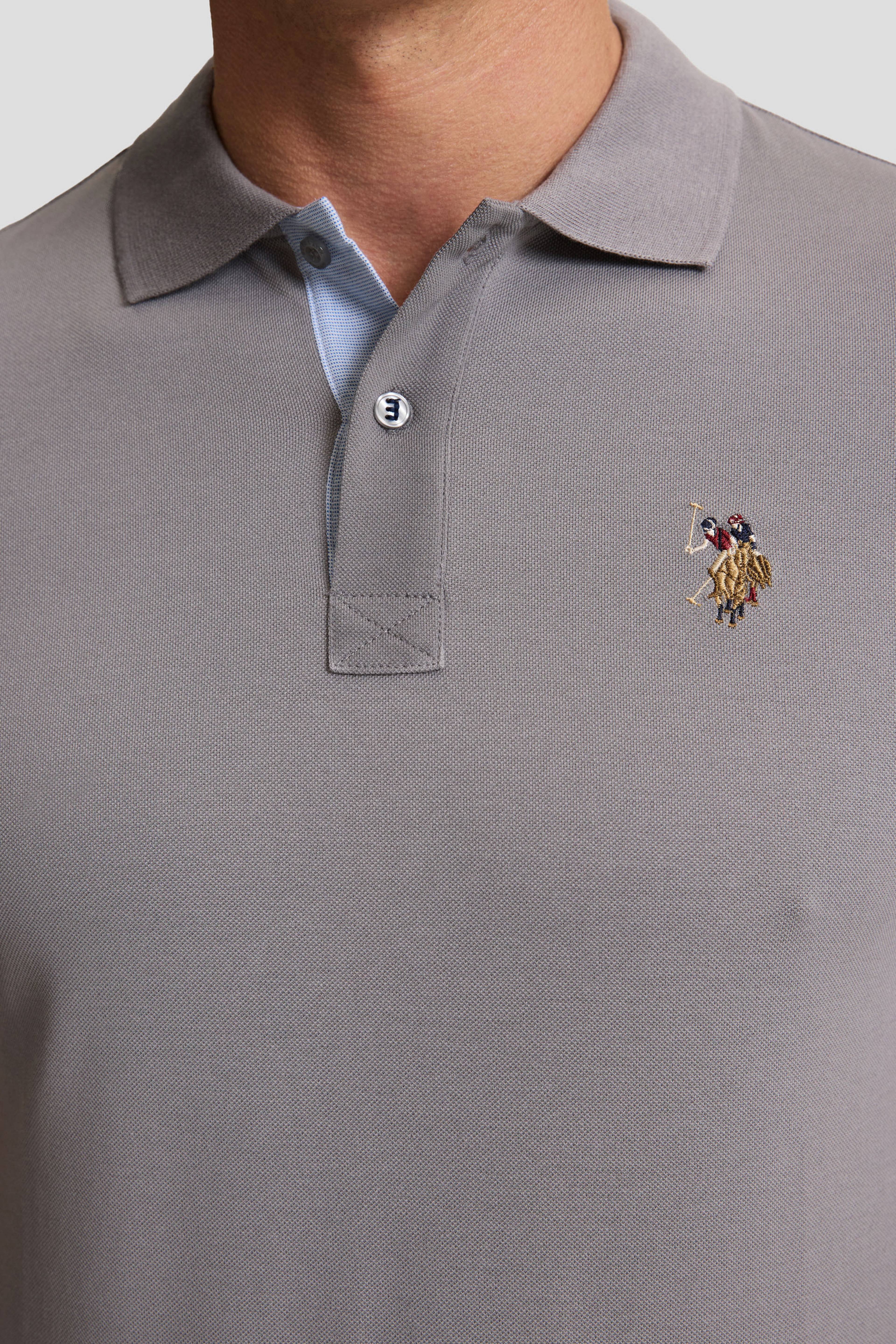 Erkek Gri Regular Fit Polo Yaka Basic Tişört - Image 6