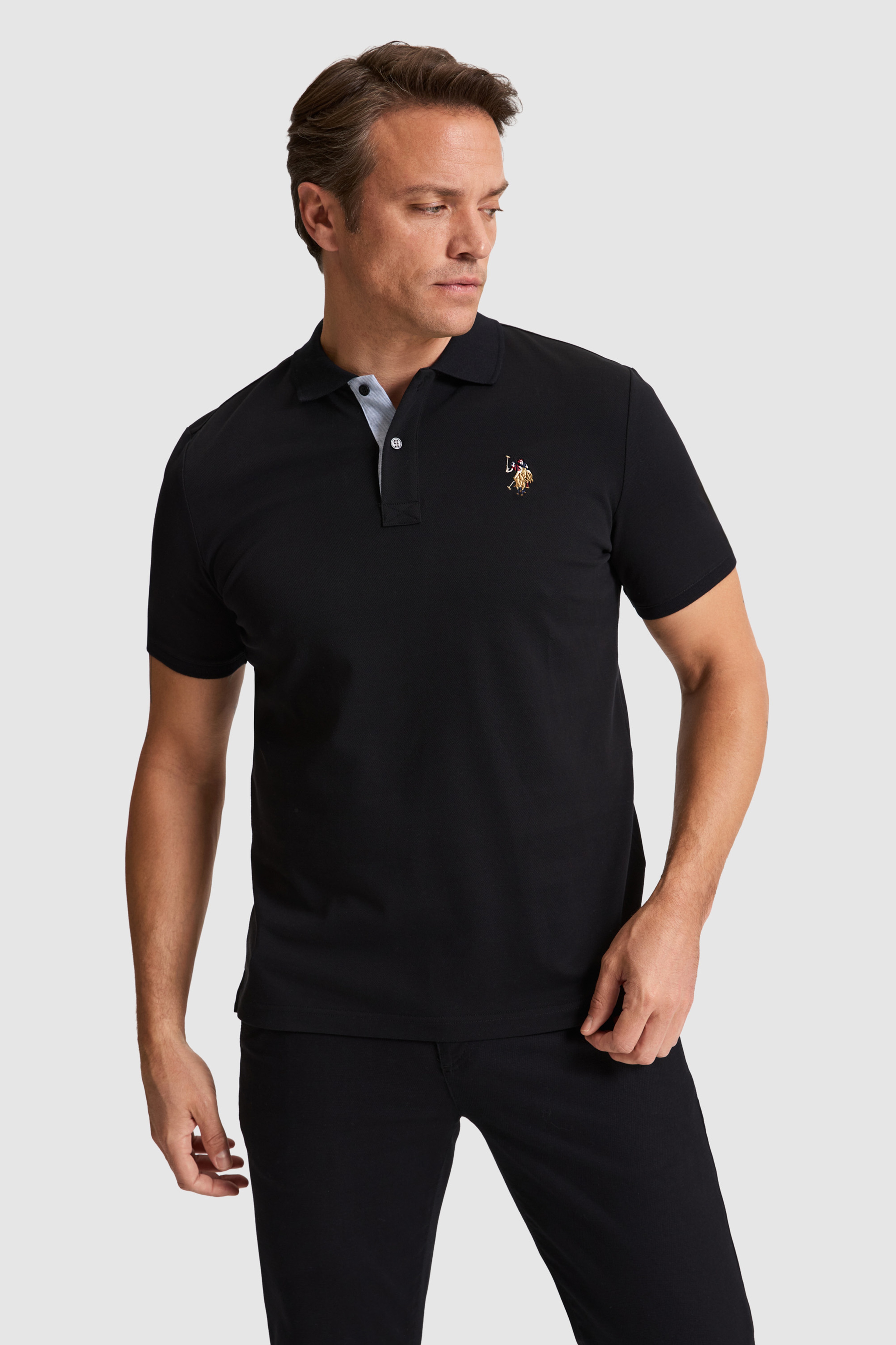 Erkek Siyah Regular Fit Polo Yaka Basic Tişört - Image 3