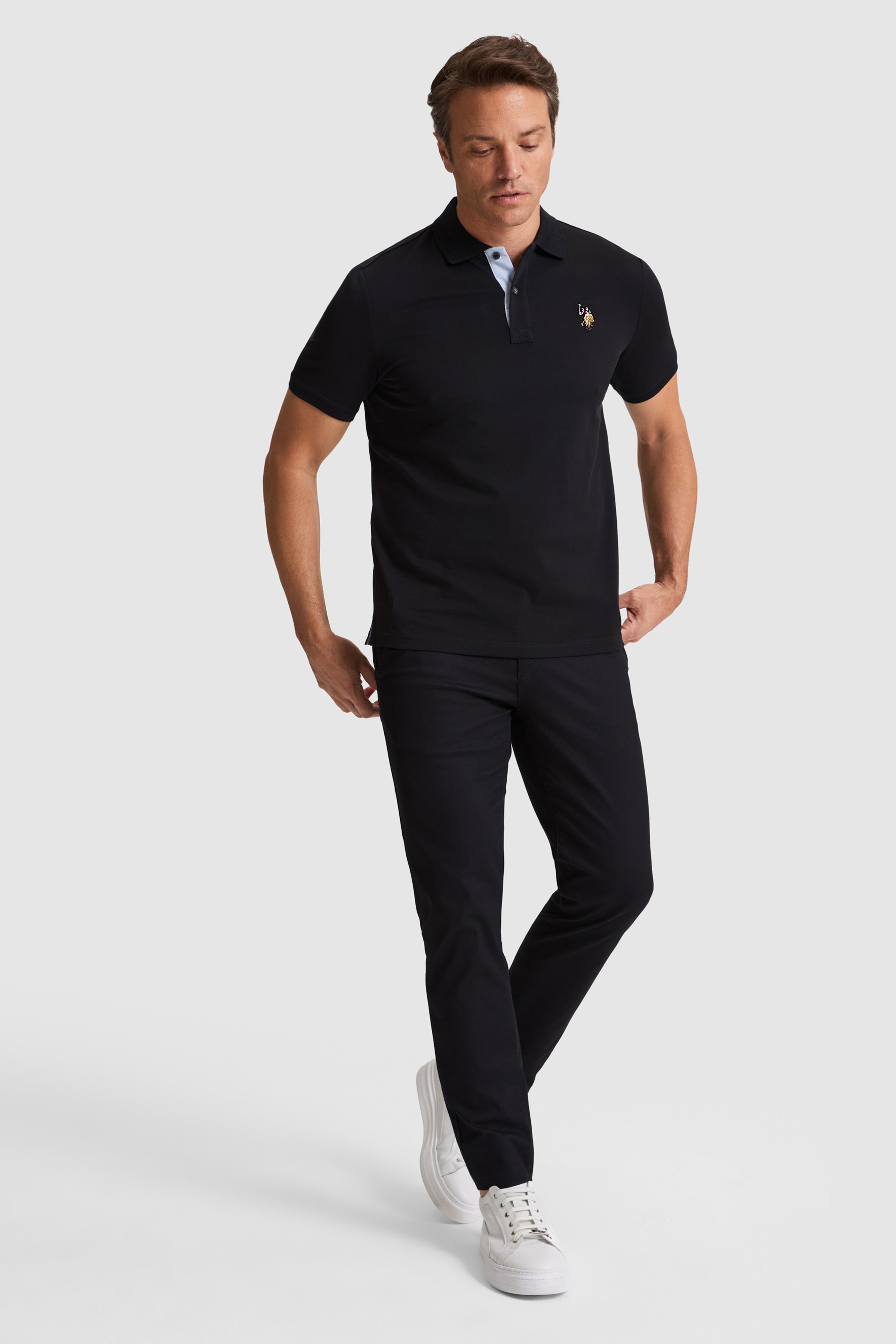 Erkek Siyah Regular Fit Polo Yaka Basic Tişört