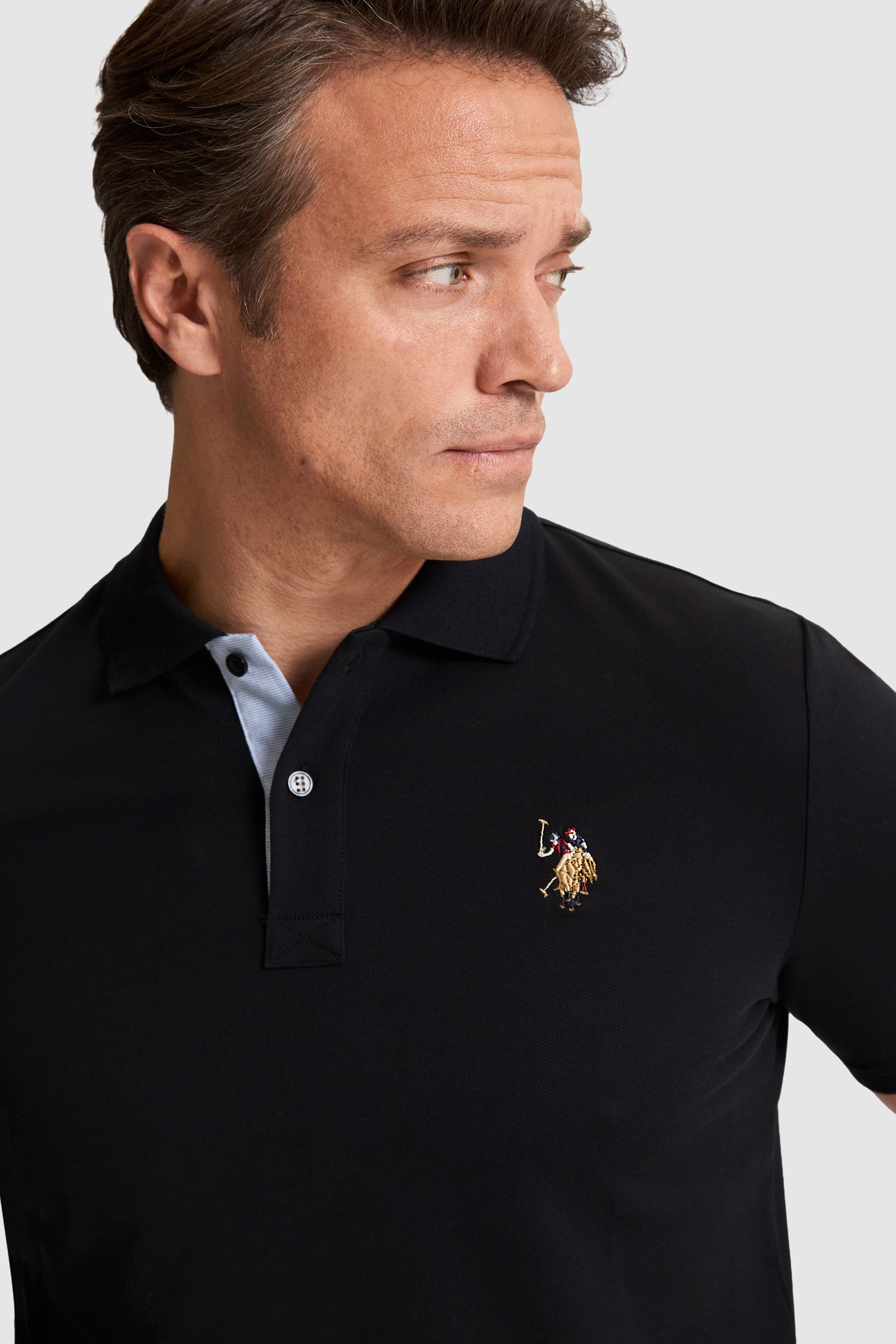 Erkek Siyah Regular Fit Polo Yaka Basic Tişört