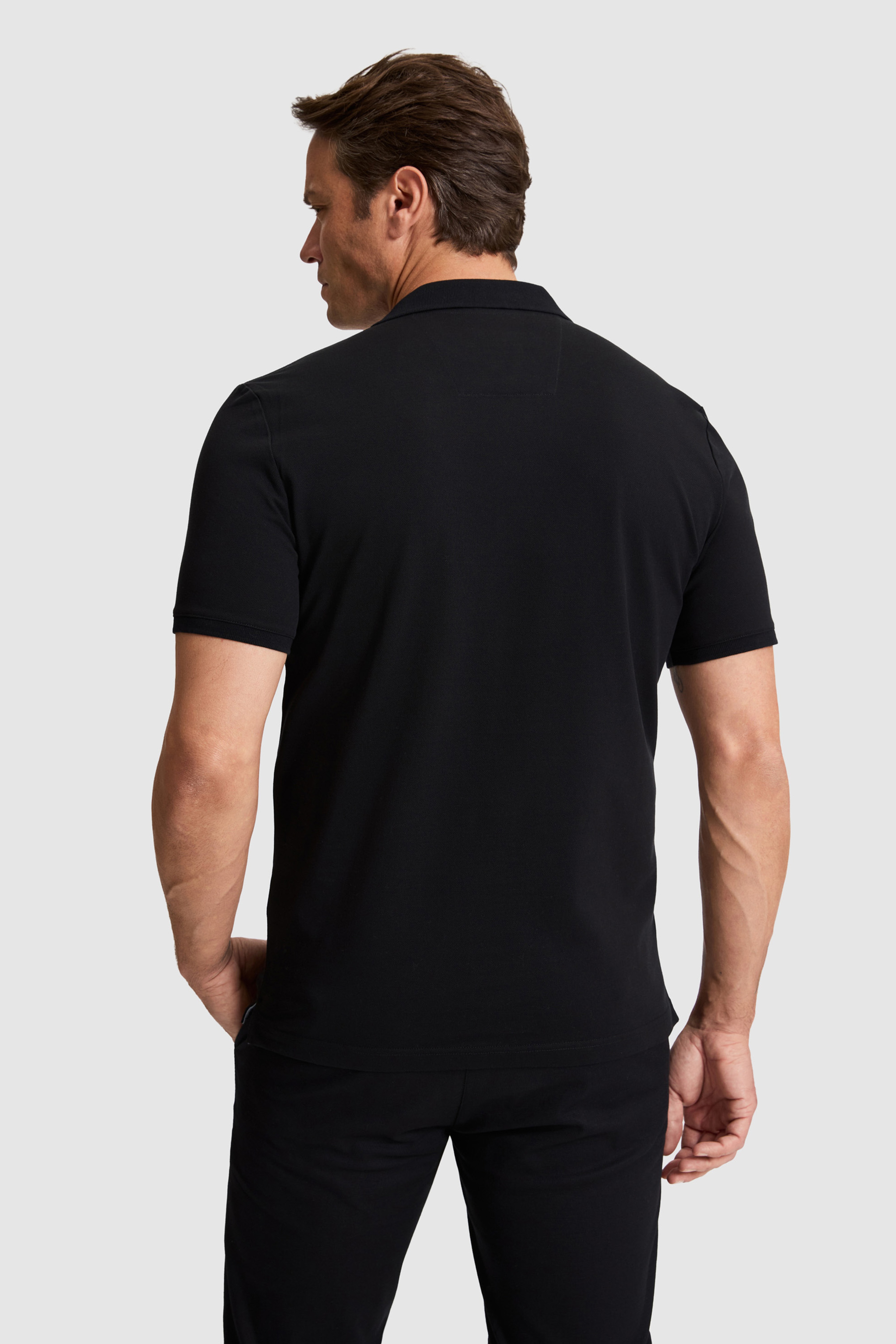 Erkek Siyah Regular Fit Polo Yaka Basic Tişört - Image 6