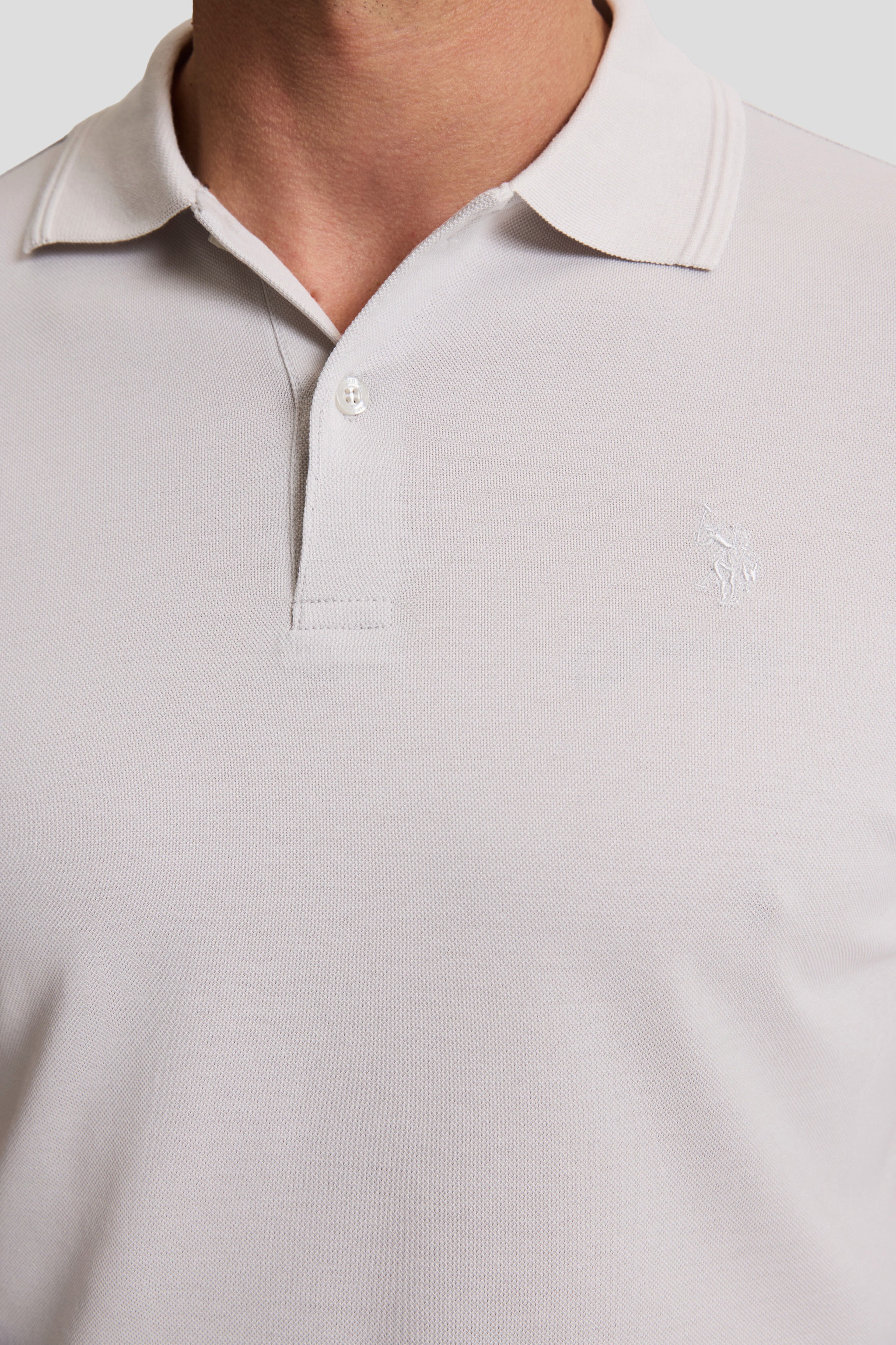 Erkek Açık Gri Regular Fit Polo Yaka Basic Tişört - Image 6