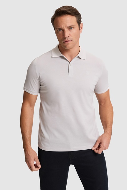 Erkek Açık Gri Regular Fit Polo Yaka Basic Tişört