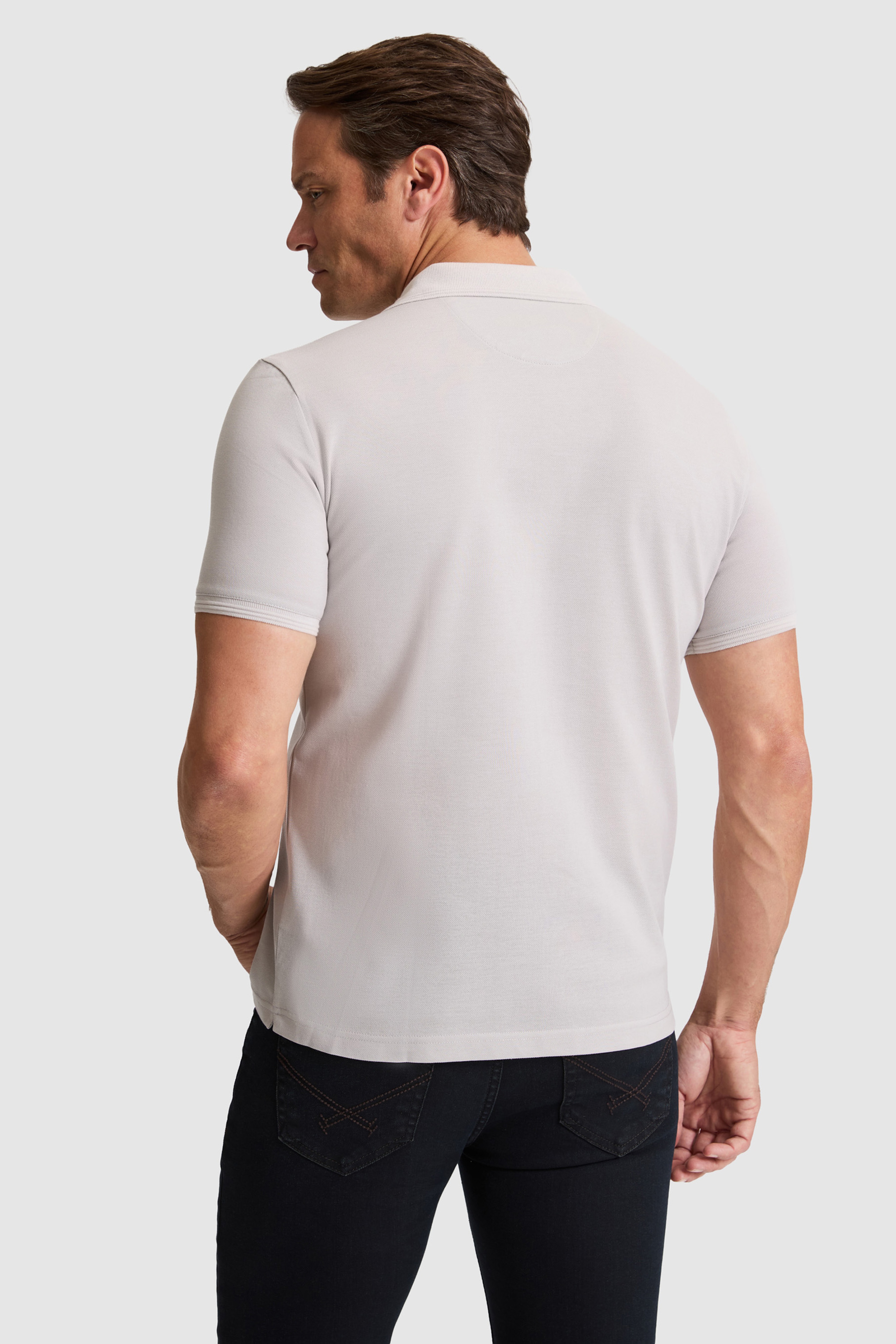 Erkek Açık Gri Regular Fit Polo Yaka Basic Tişört - Image 5