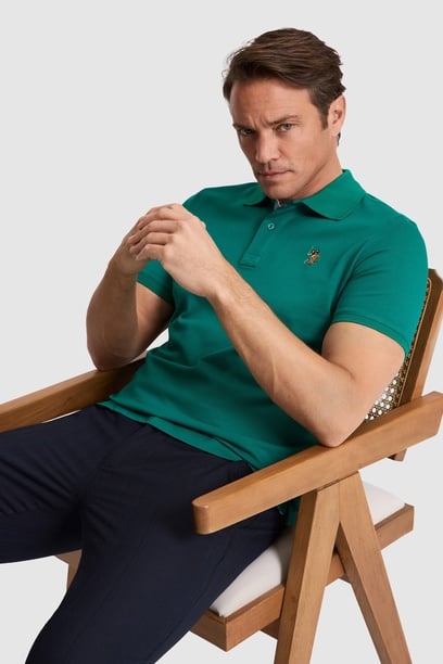 Erkek Koyu Yeşil Regular Fit Polo Yaka Basic Tişört