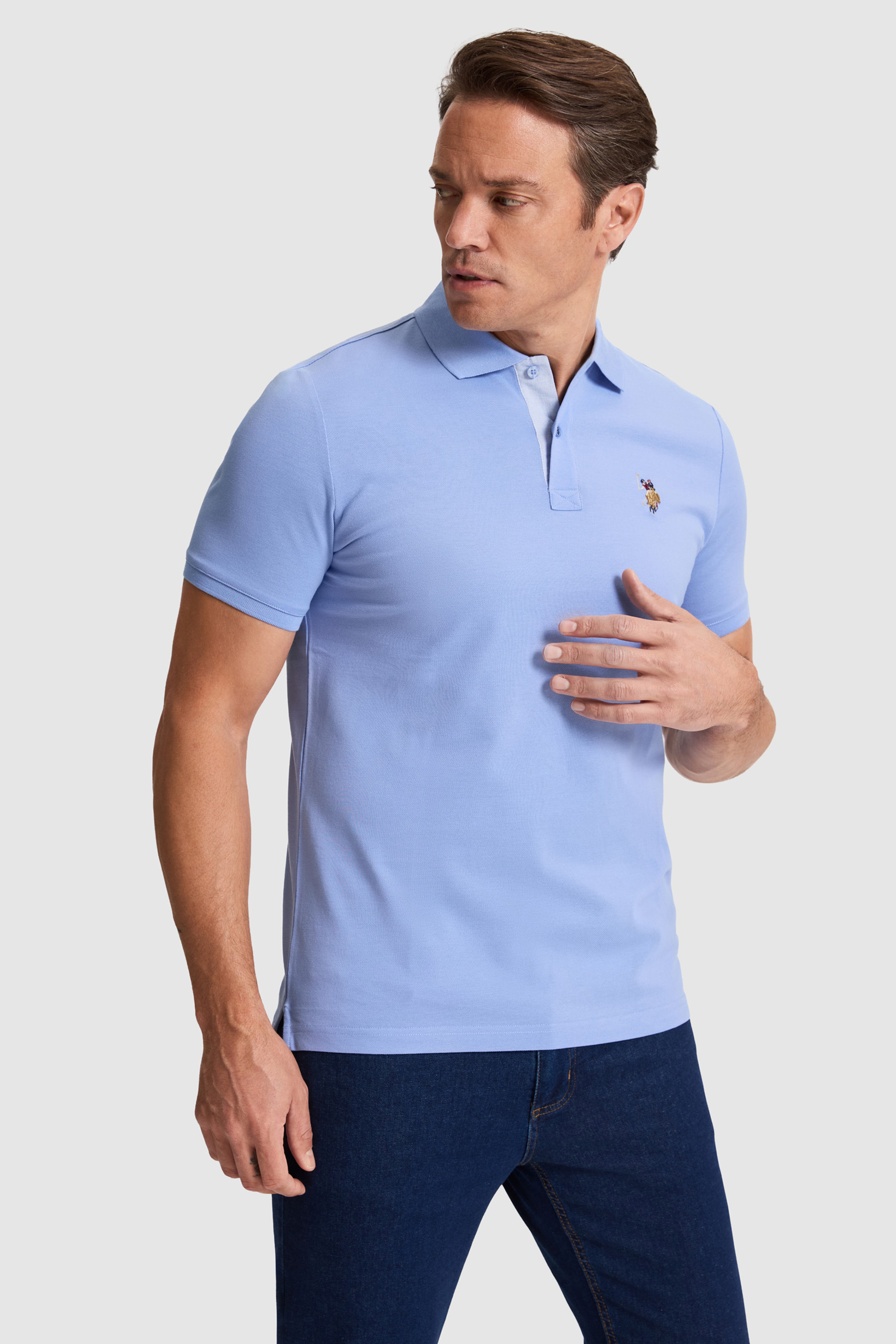 Erkek Mor Regular Fit Polo Yaka Basic Tişört - Image 3