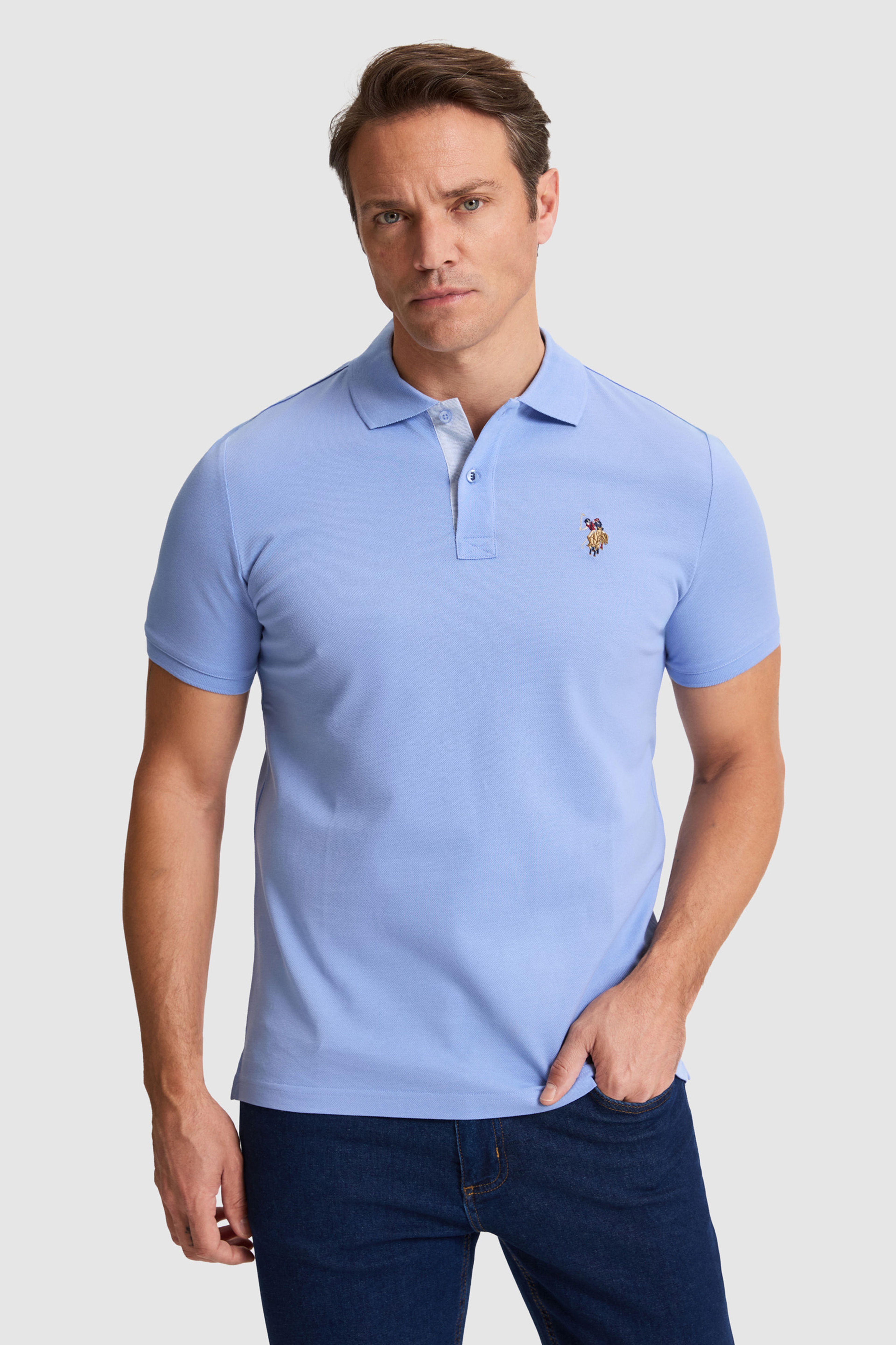 Erkek Mor Regular Fit Polo Yaka Basic Tişört - Image 1
