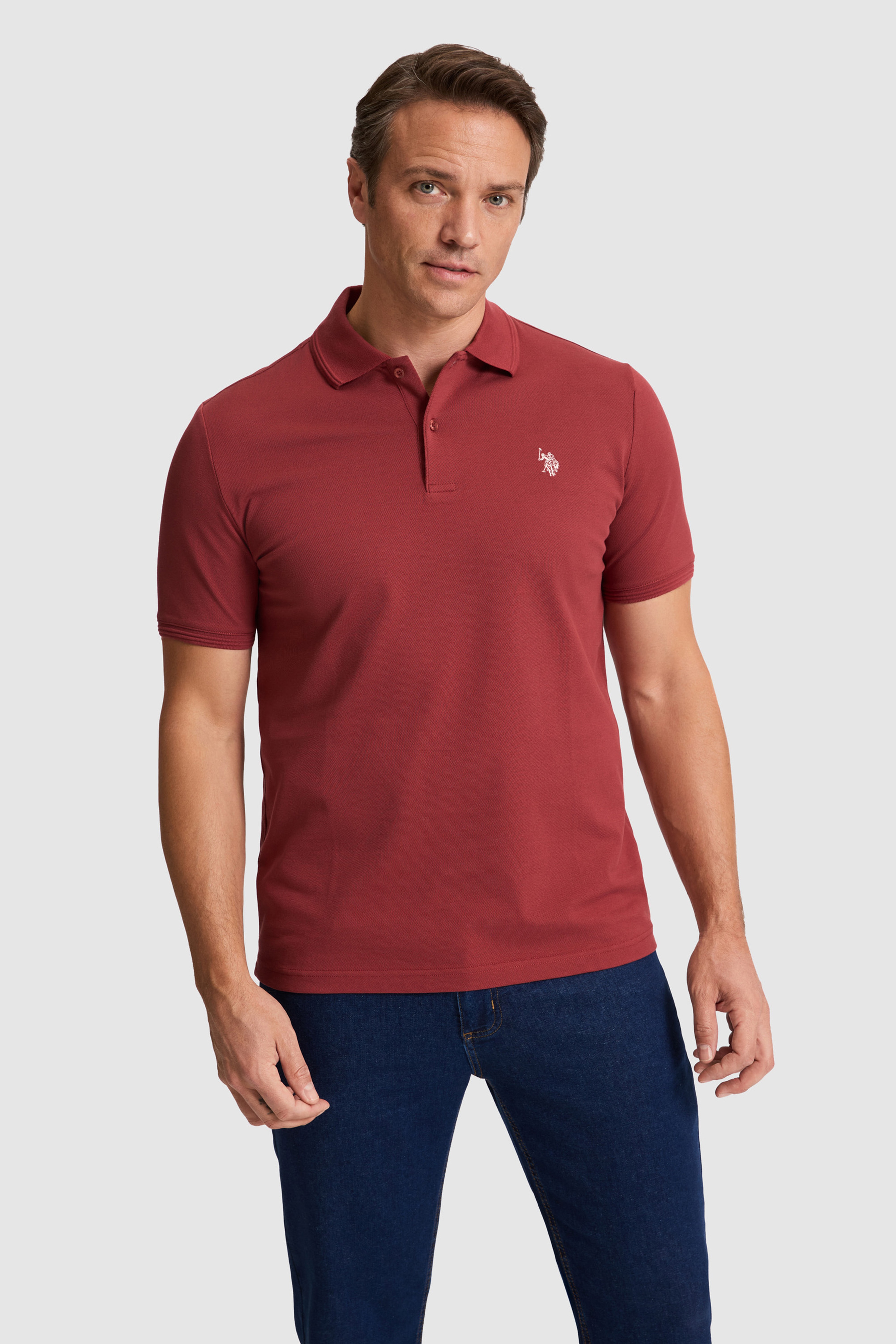 Erkek Vişne Regular Fit Polo Yaka Basic Tişört - Image 1
