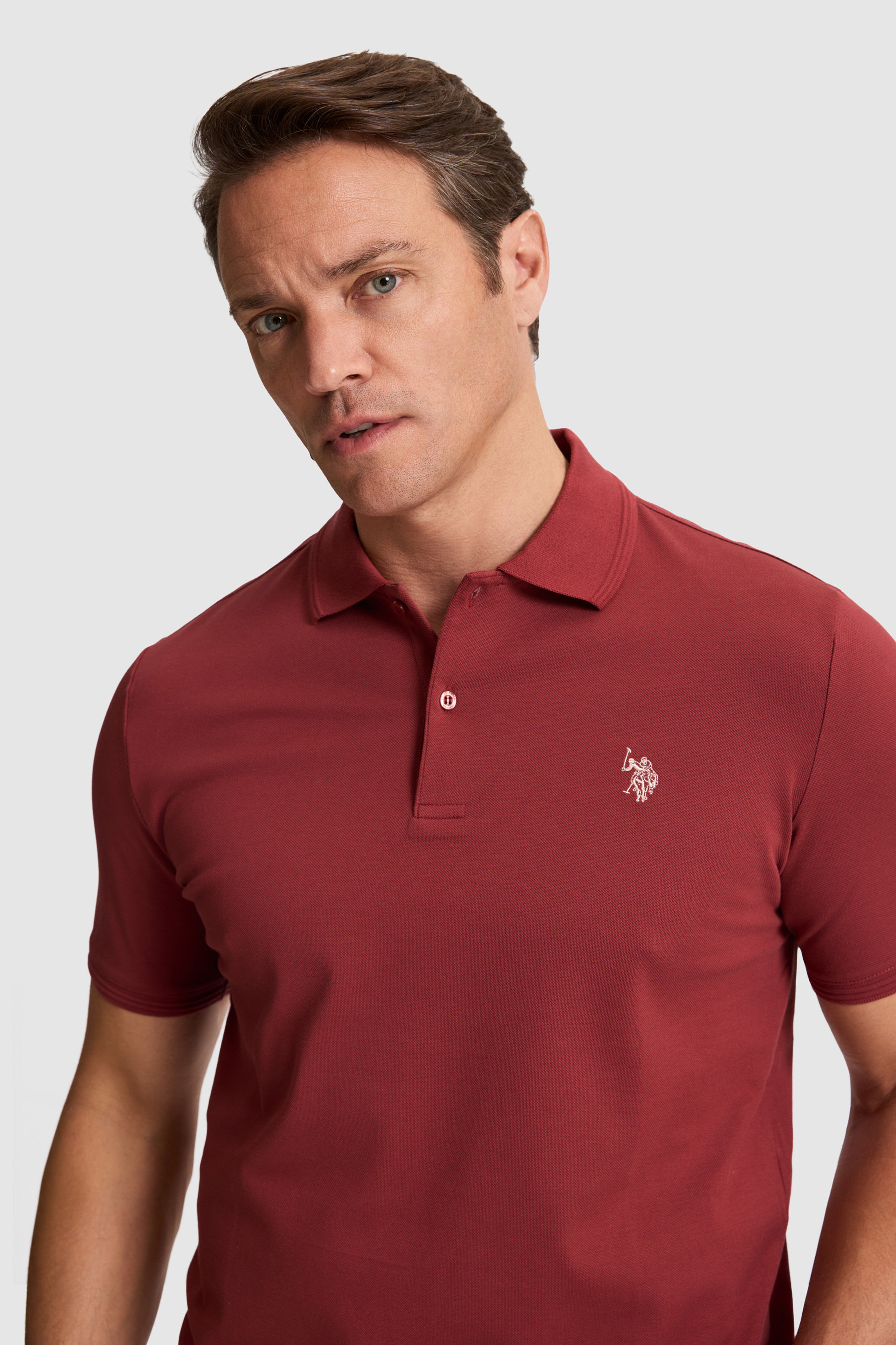 Erkek Vişne Regular Fit Polo Yaka Basic Tişört - Image 2