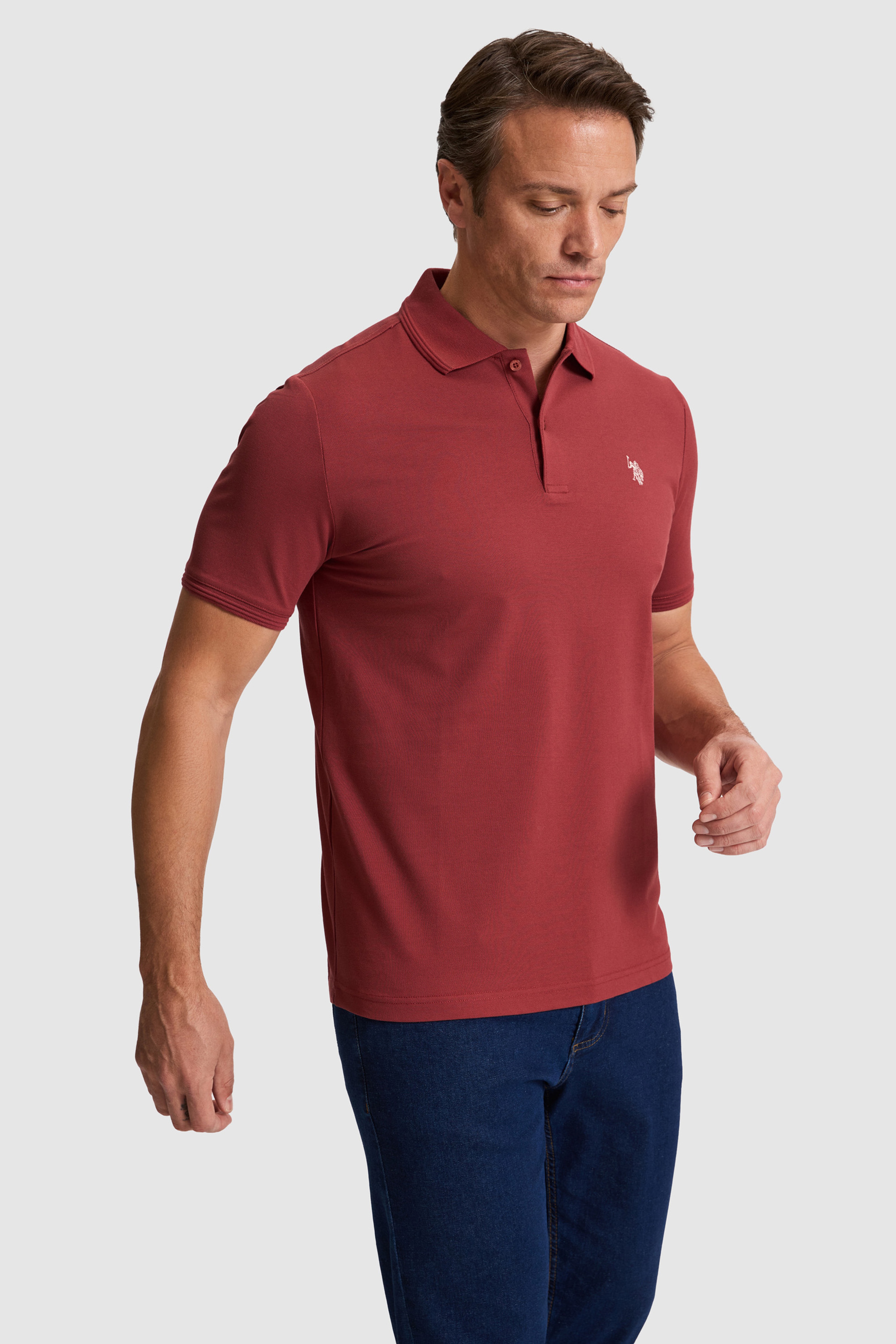Erkek Vişne Regular Fit Polo Yaka Basic Tişört - Image 3