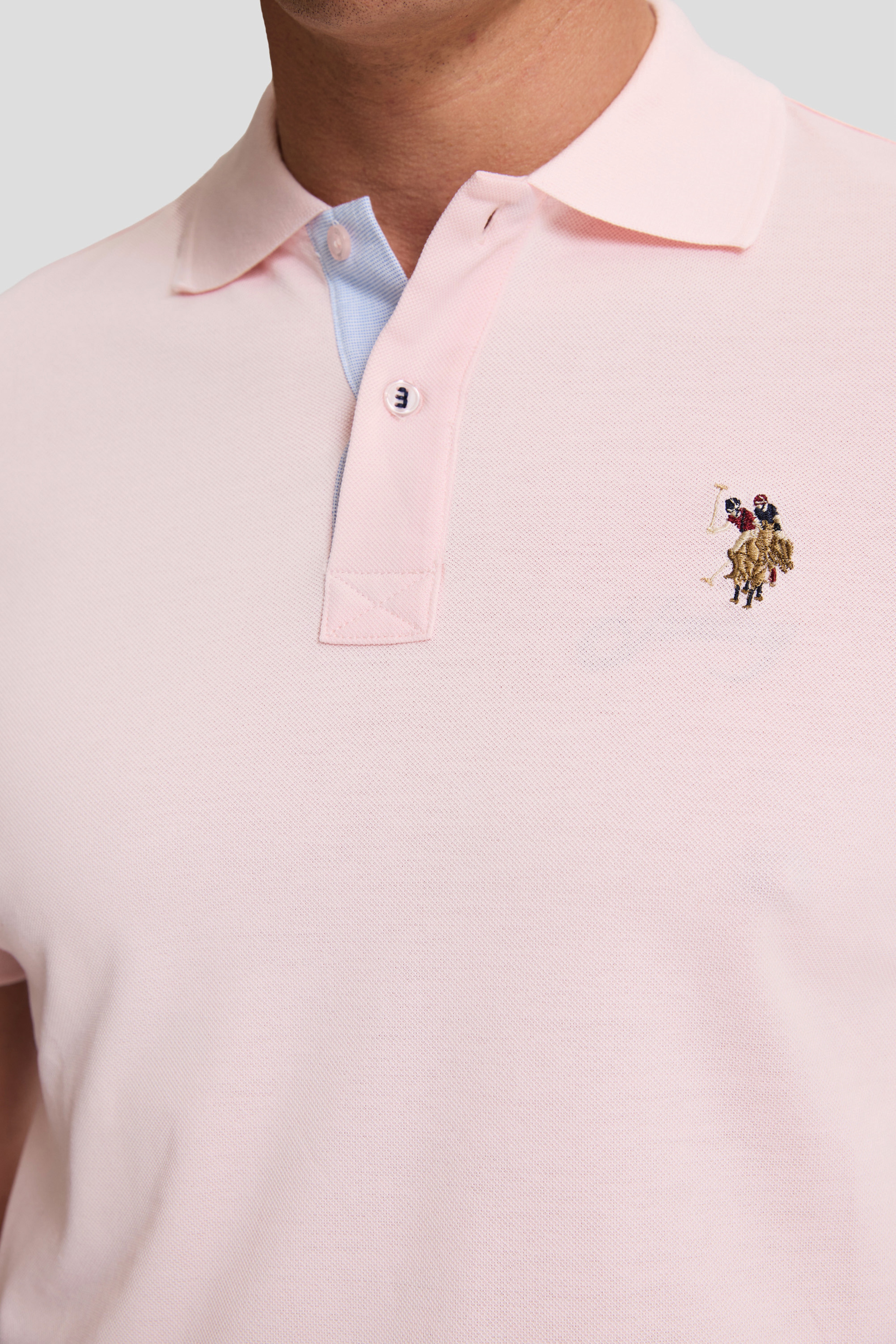 Erkek Açık Pembe Regular Fit Polo Yaka Basic Tişört