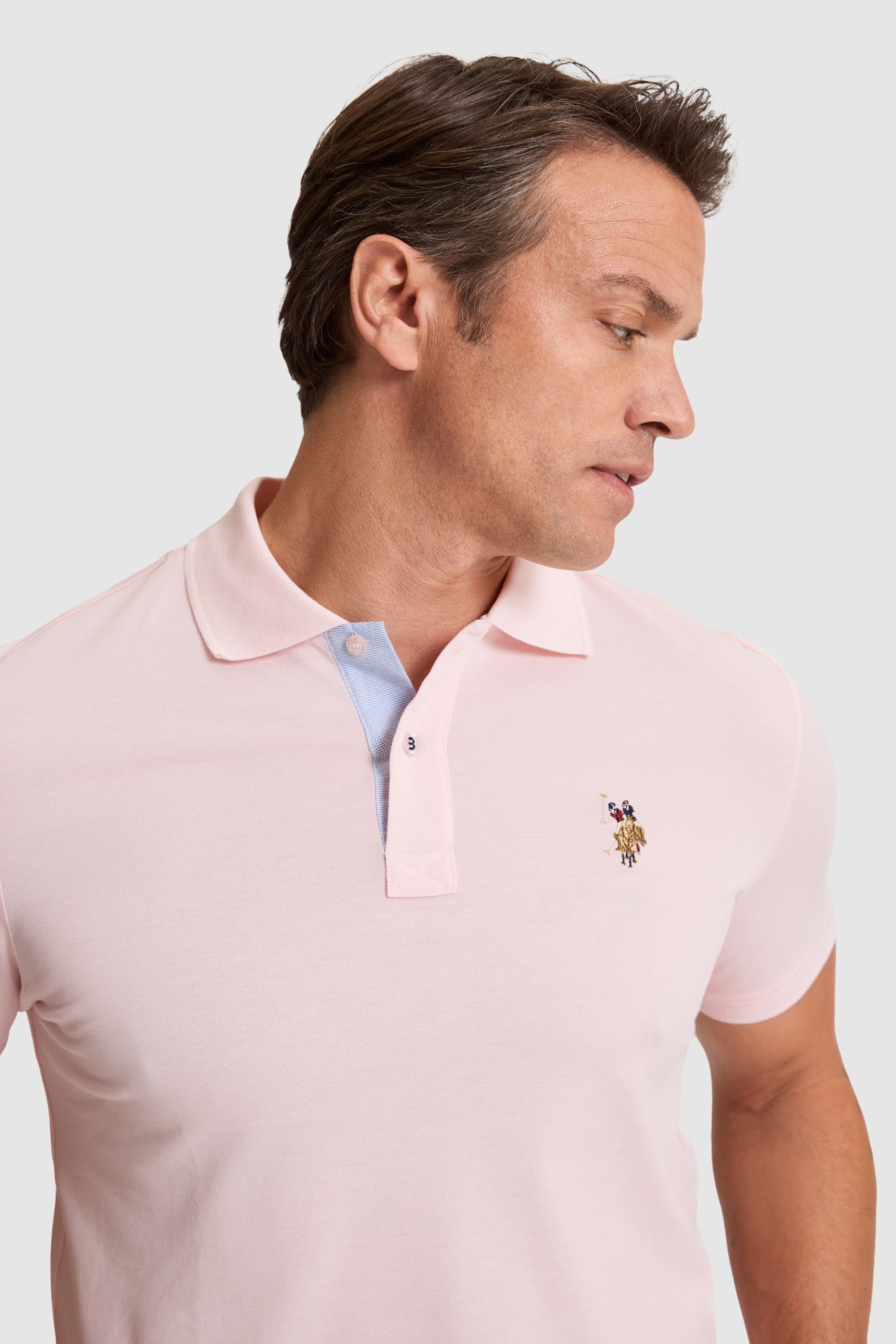 Erkek Açık Pembe Regular Fit Polo Yaka Basic Tişört - Image 2
