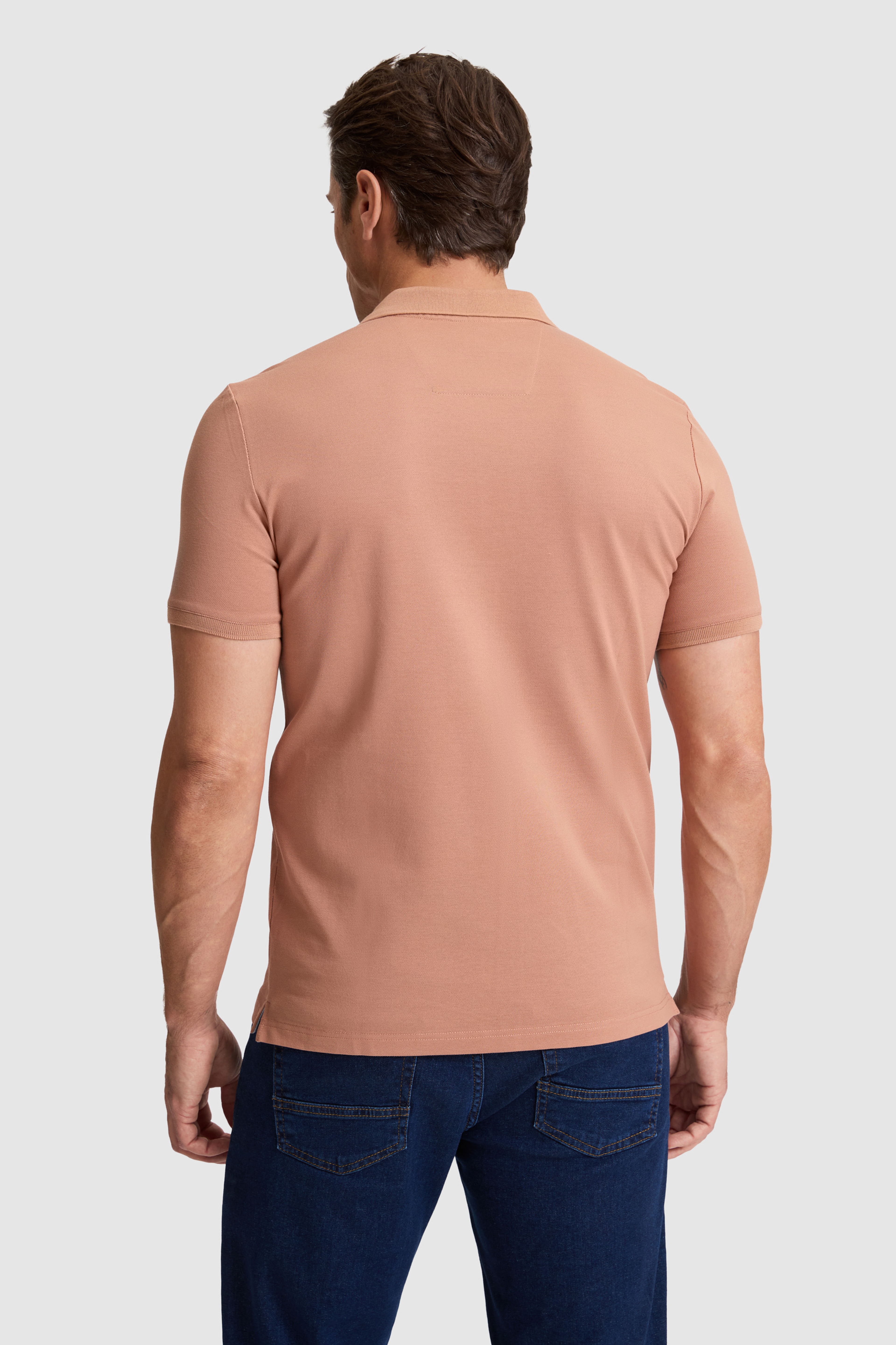 Erkek Pudra Regular Fit Polo Yaka Basic Tişört