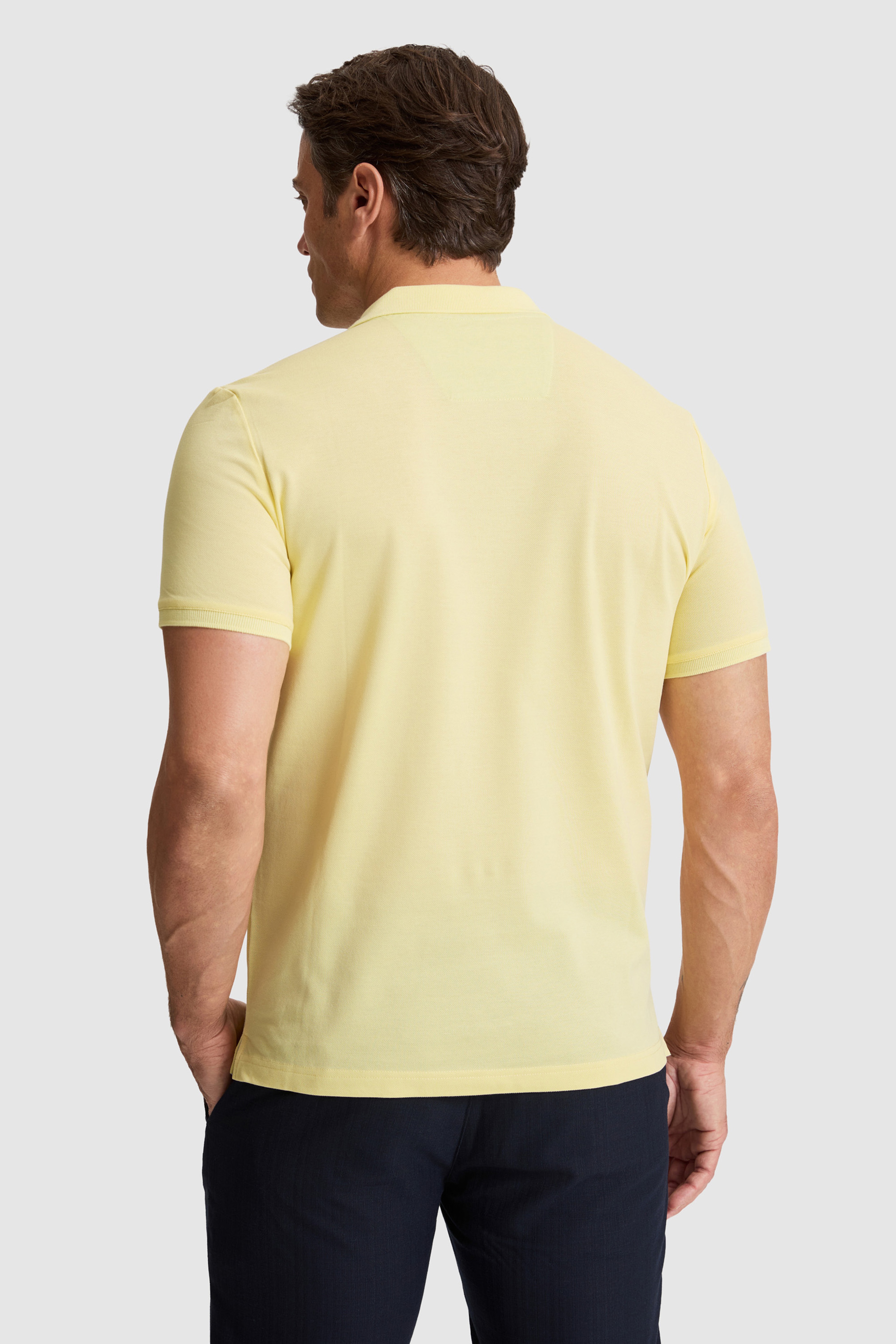 Erkek Açık Sarı Regular Fit Polo Yaka Basic Tişört