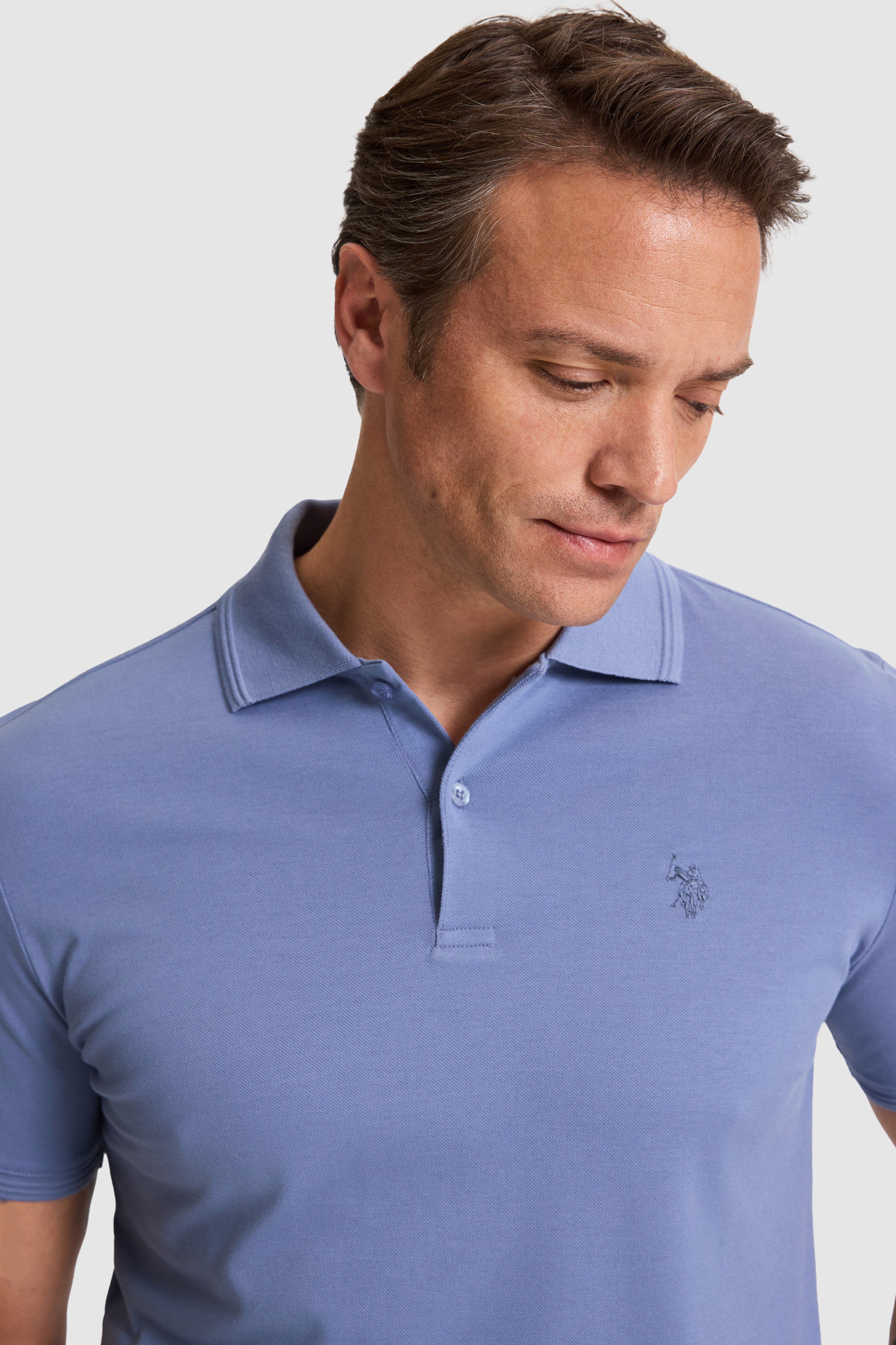 Erkek İndigo Regular Fit Polo Yaka Basic Tişört