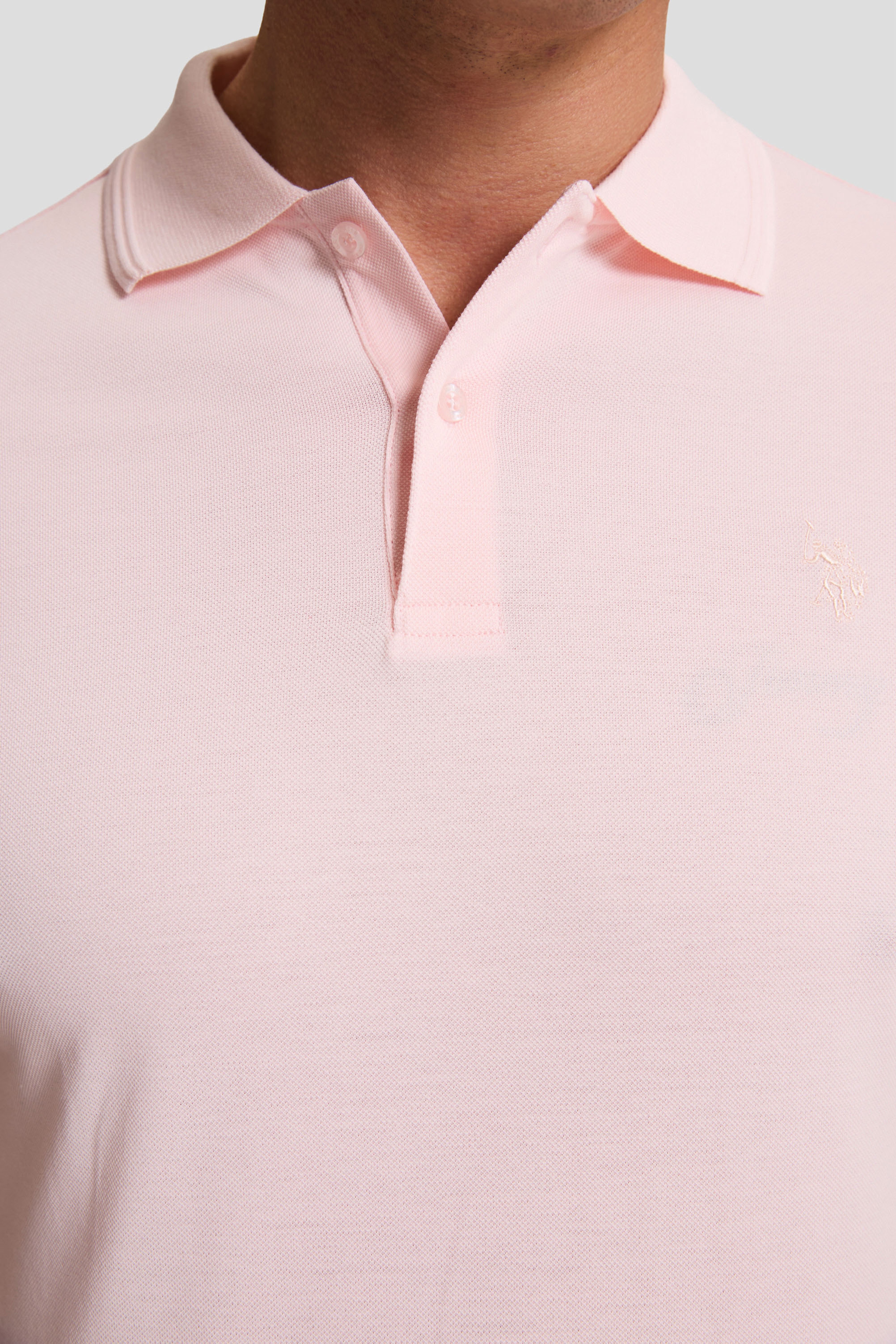 Erkek Açık Pembe Regular Fit Polo Yaka Basic Tişört - Image 6