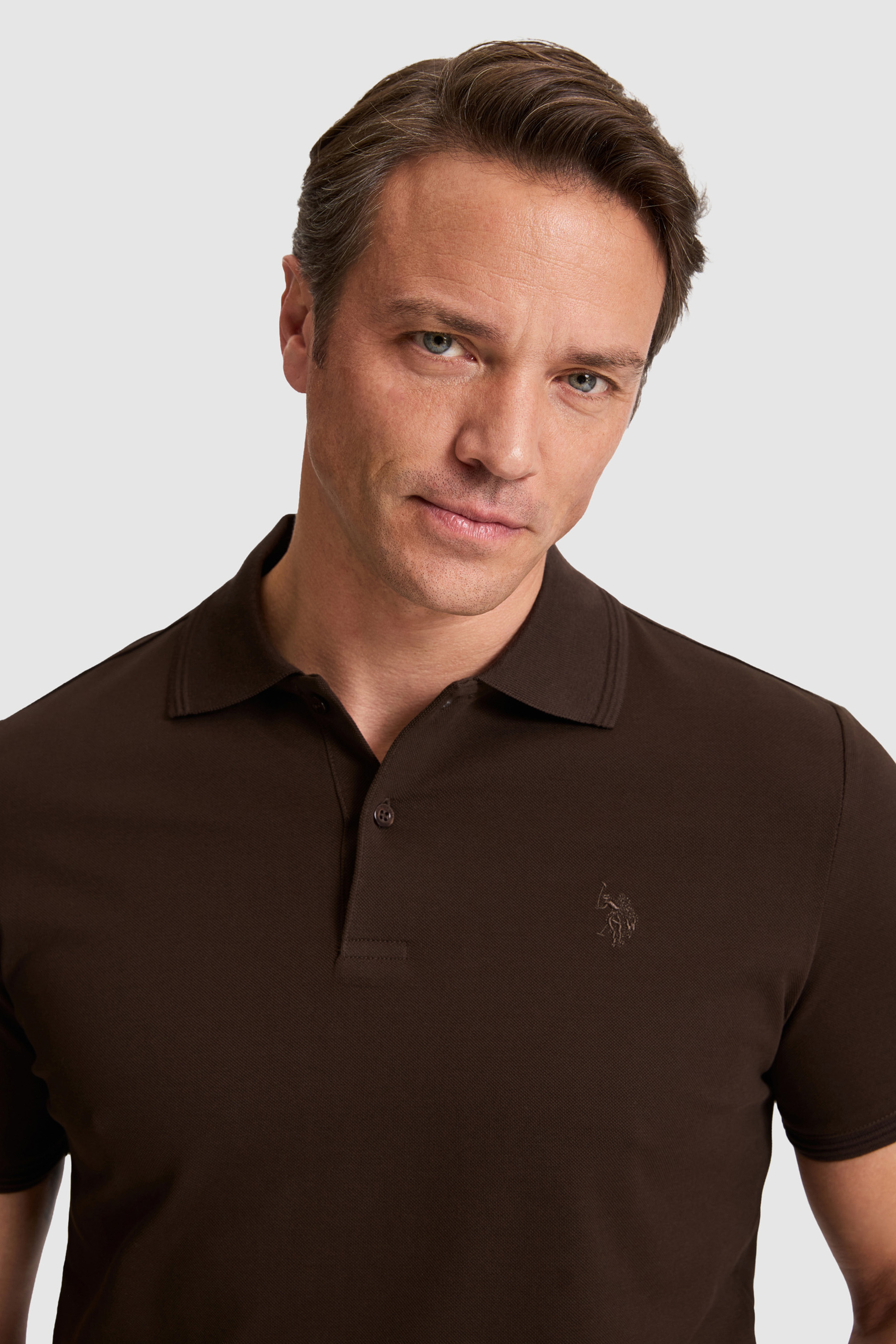Erkek Koyu Kahverengi Regular Fit Polo Yaka Basic Tişört - Image 2