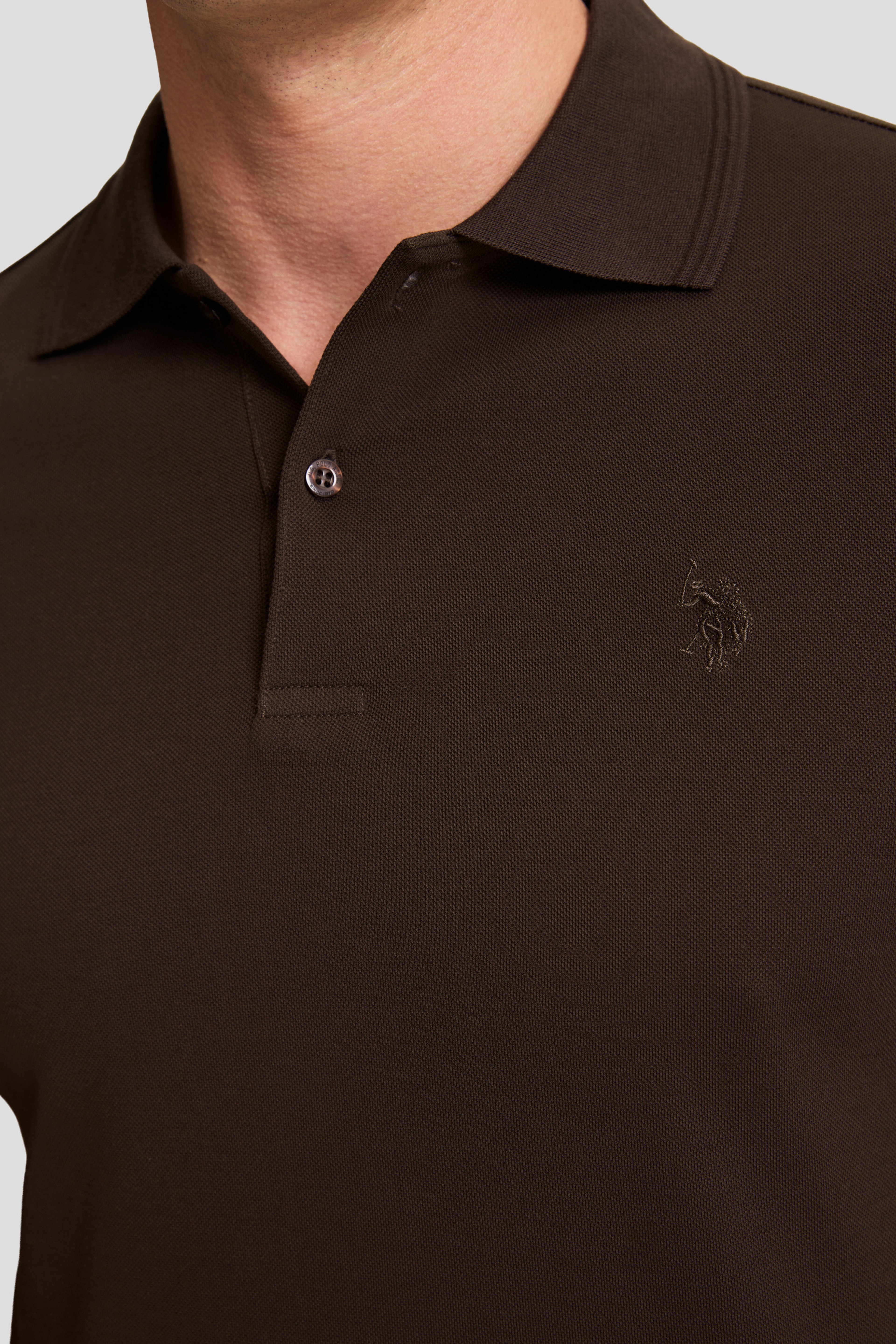 Erkek Koyu Kahverengi Regular Fit Polo Yaka Basic Tişört - Image 6