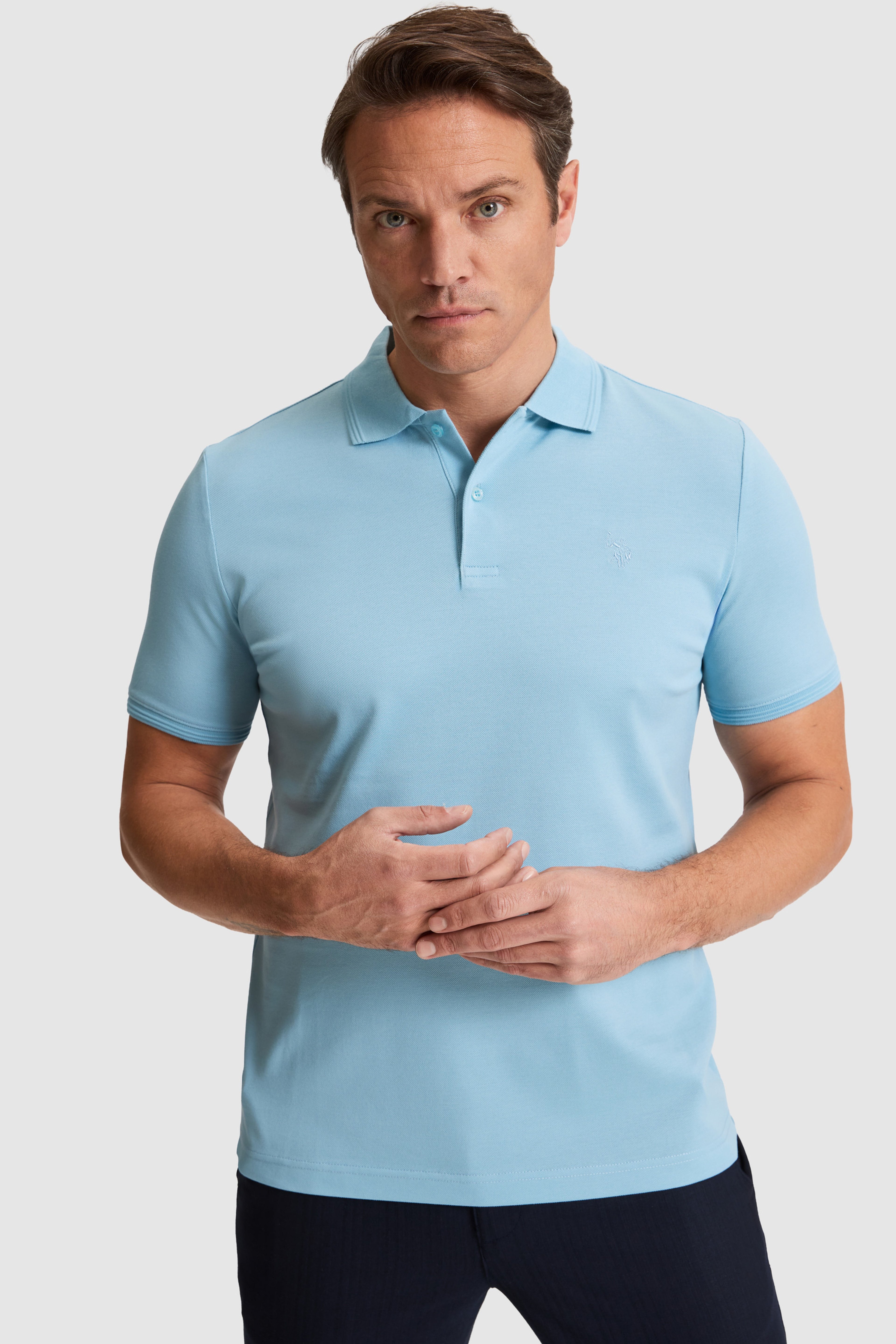 Erkek Mavi Regular Fit Polo Yaka Basic Tişört - Image 1
