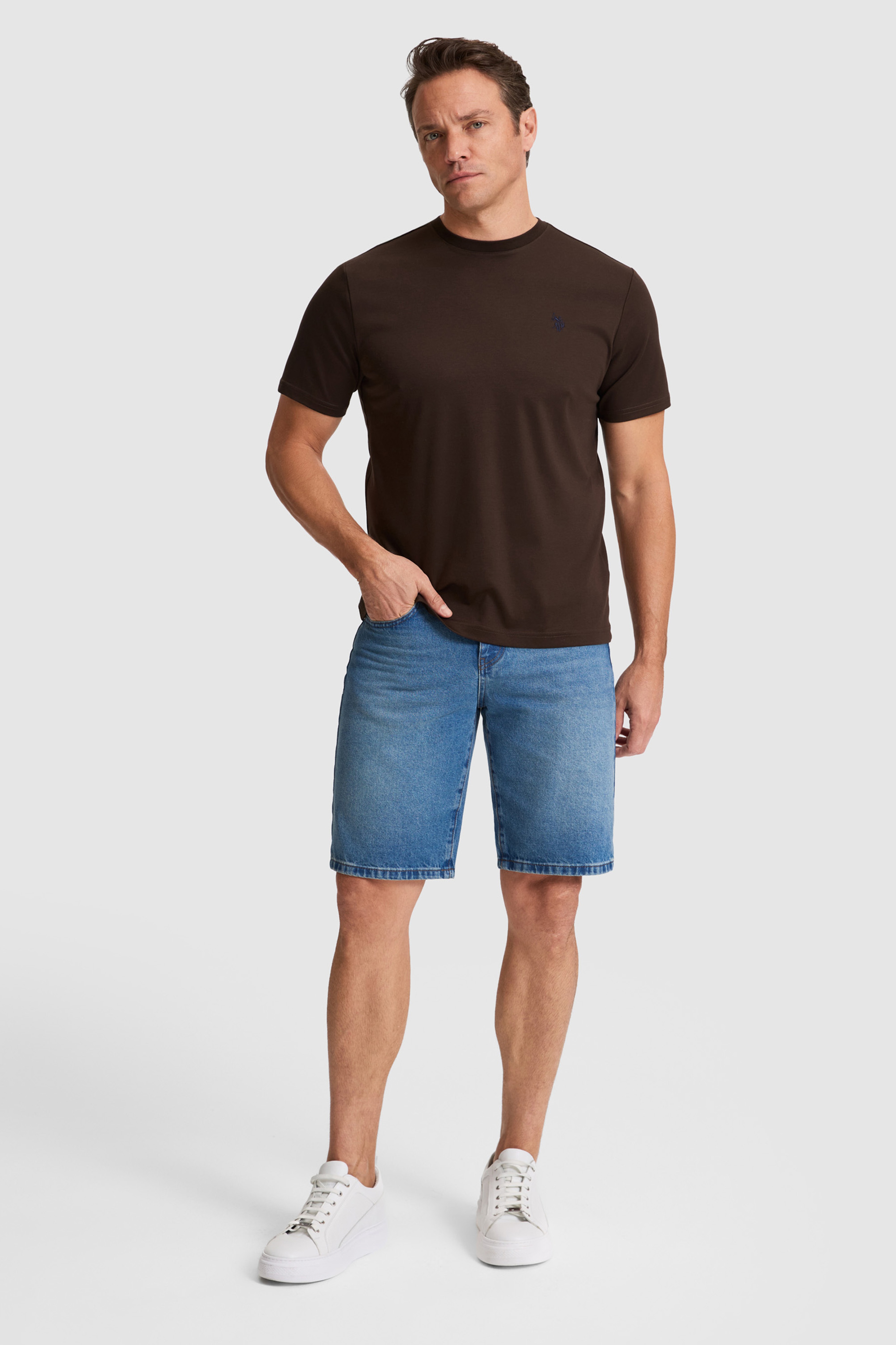 Erkek Koyu Kahverengi Regular Fit Bisiklet Yaka Basic Tişört - Image 4