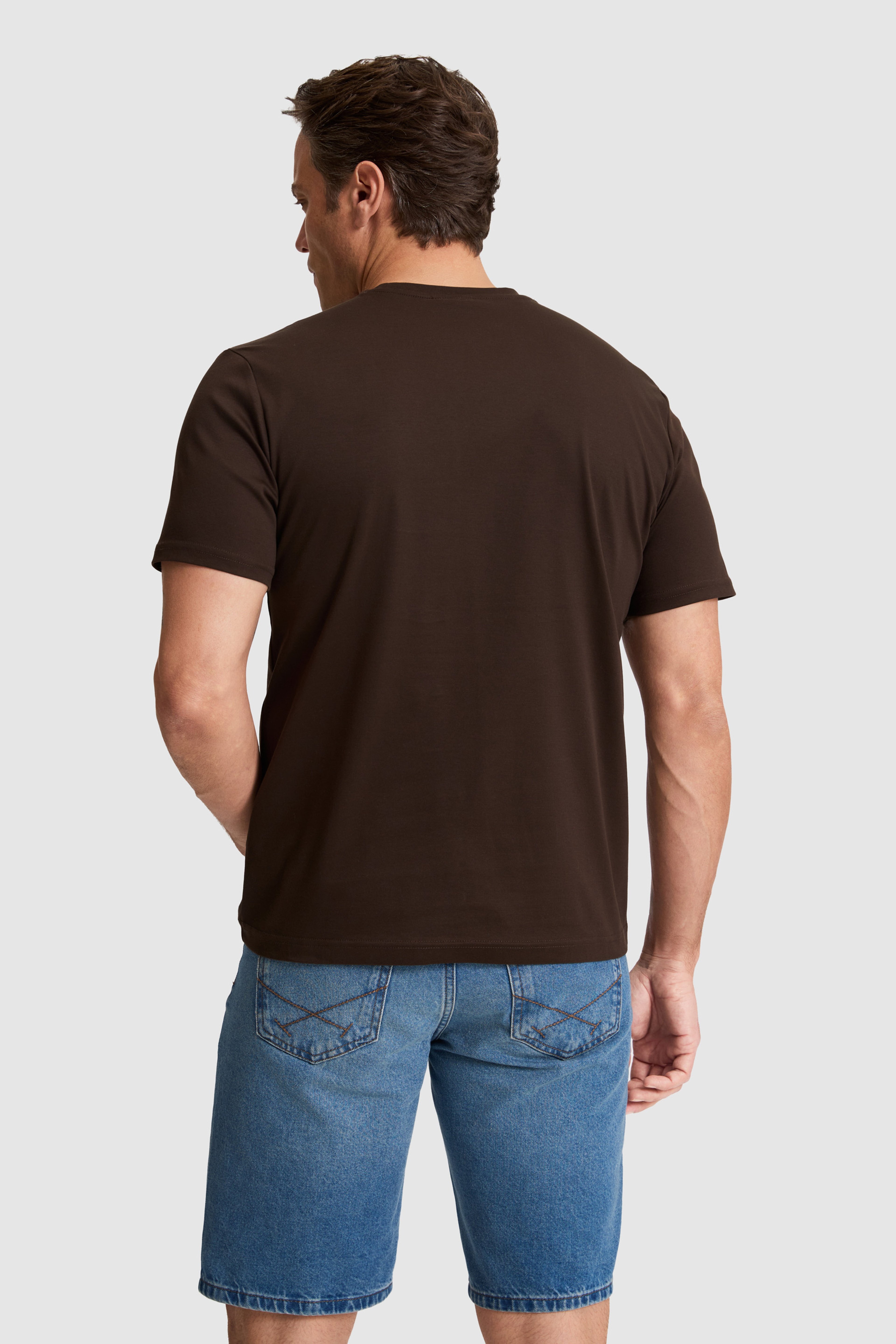 Erkek Koyu Kahverengi Regular Fit Bisiklet Yaka Basic Tişört