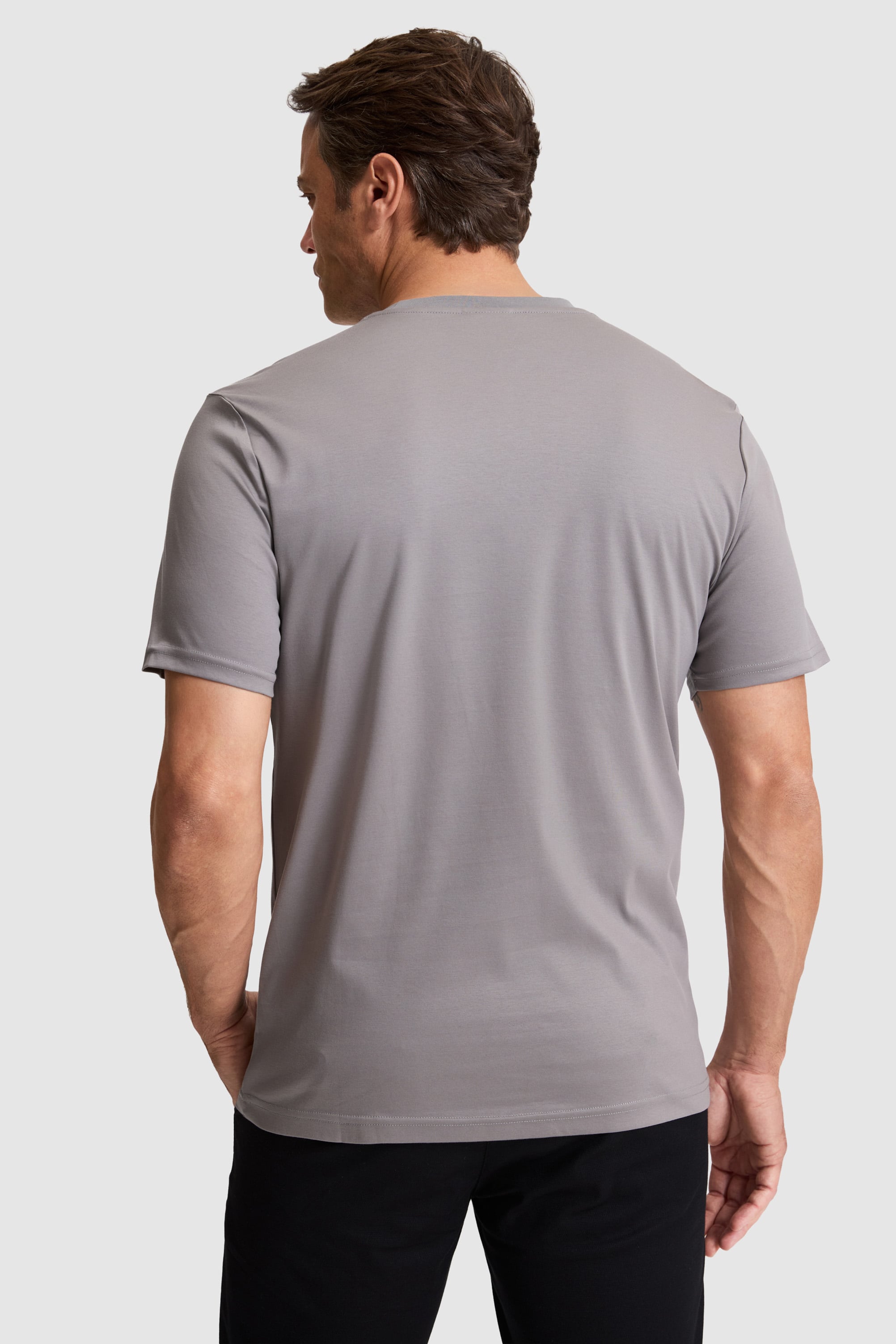 Erkek Gri Regular Fit Bisiklet Yaka Basic Tişört