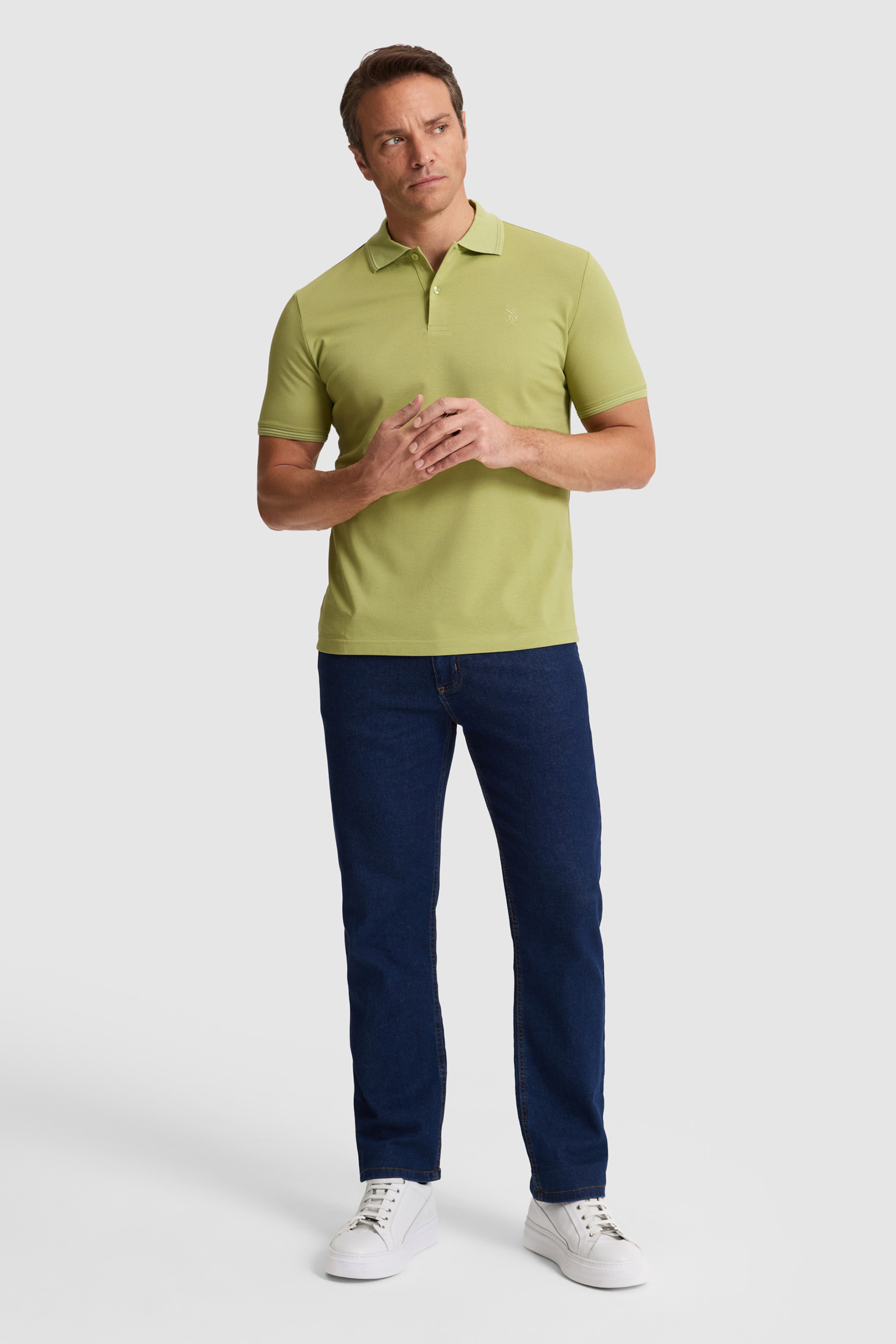 Erkek Yeşil Regular Fit Polo Yaka Basic Tişört - Image 4