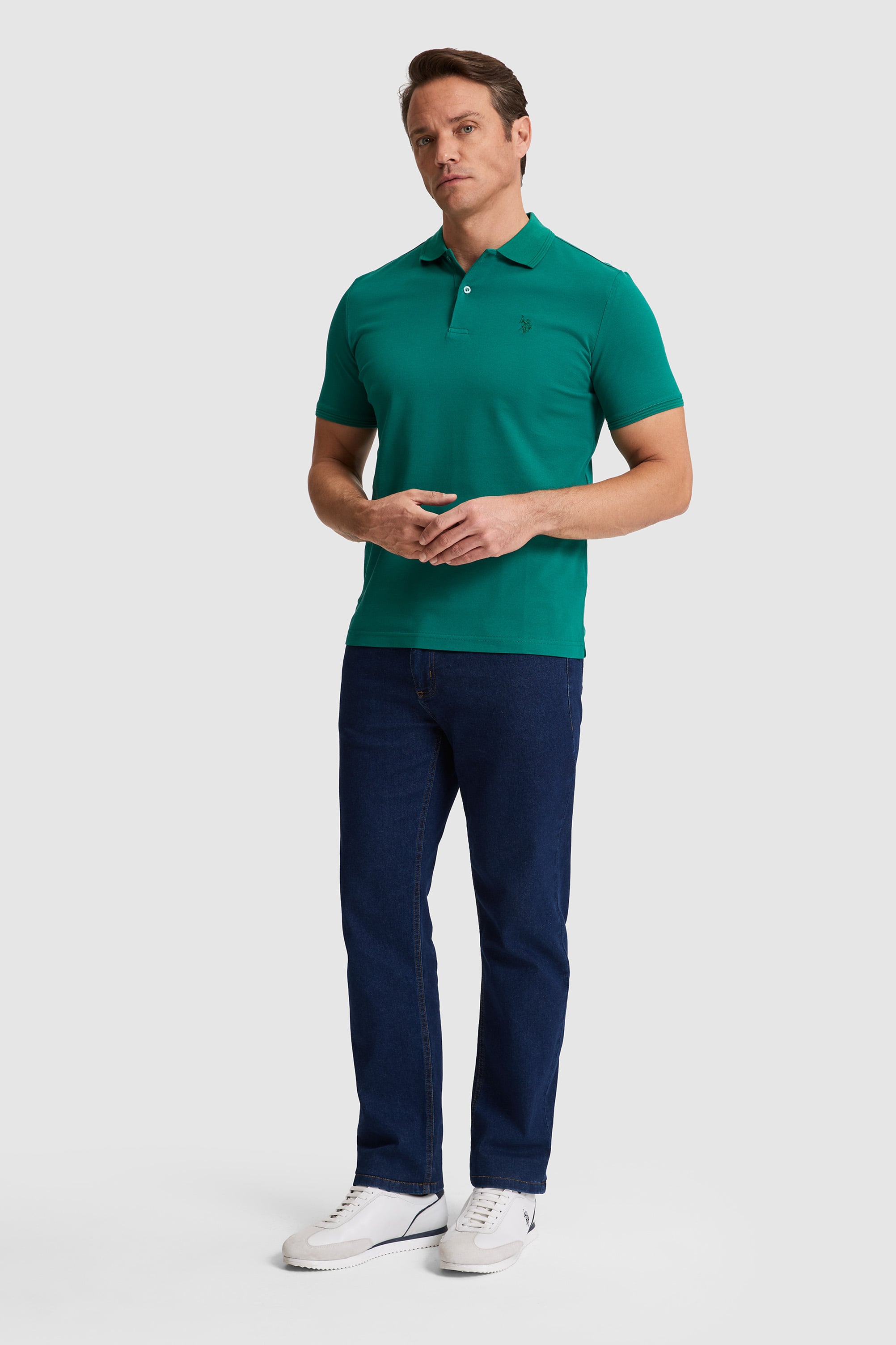 Erkek Koyu Yeşil Regular Fit Polo Yaka Basic Tişört