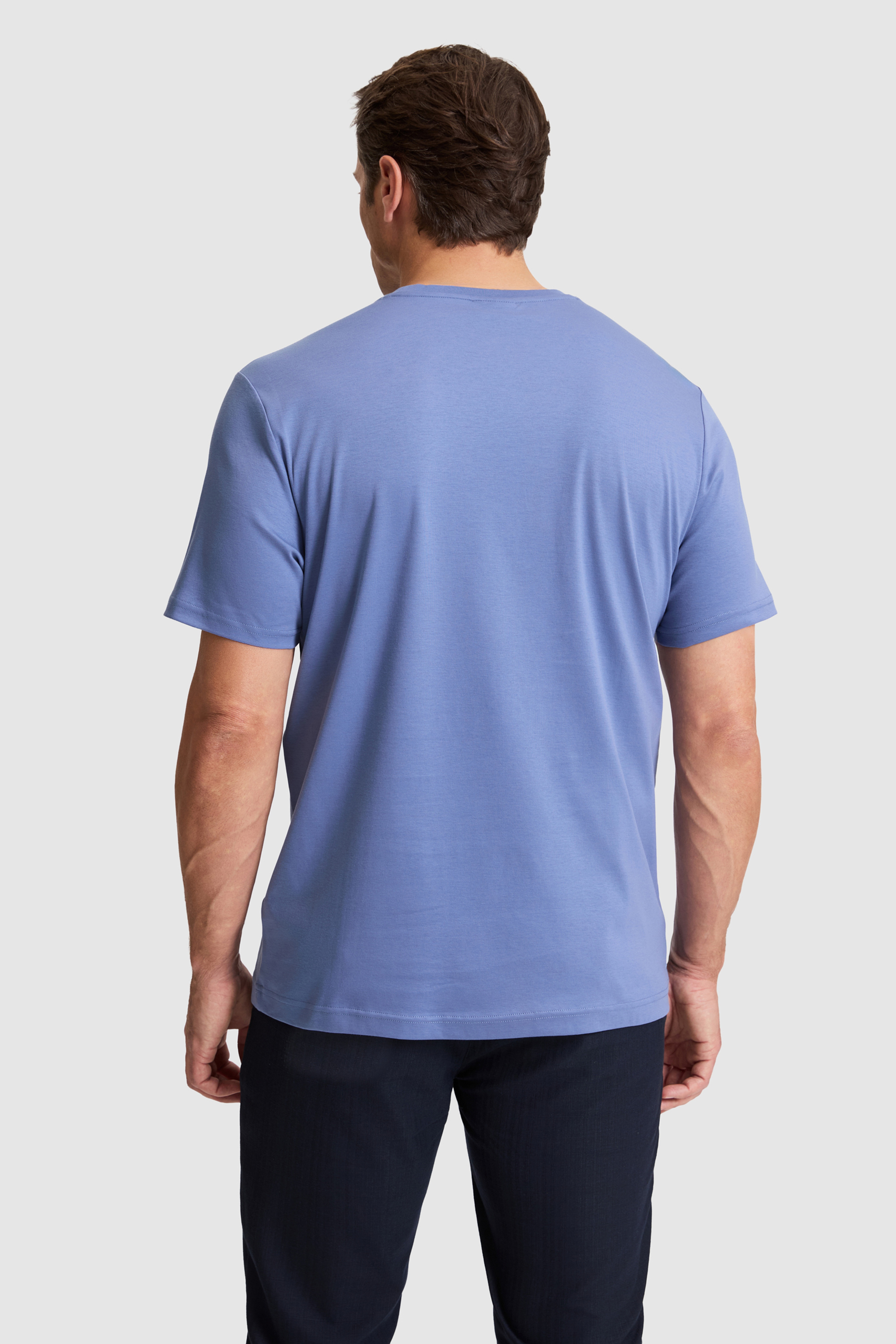 Erkek İndigo Regular Fit Bisiklet Yaka Basic Tişört - Image 5