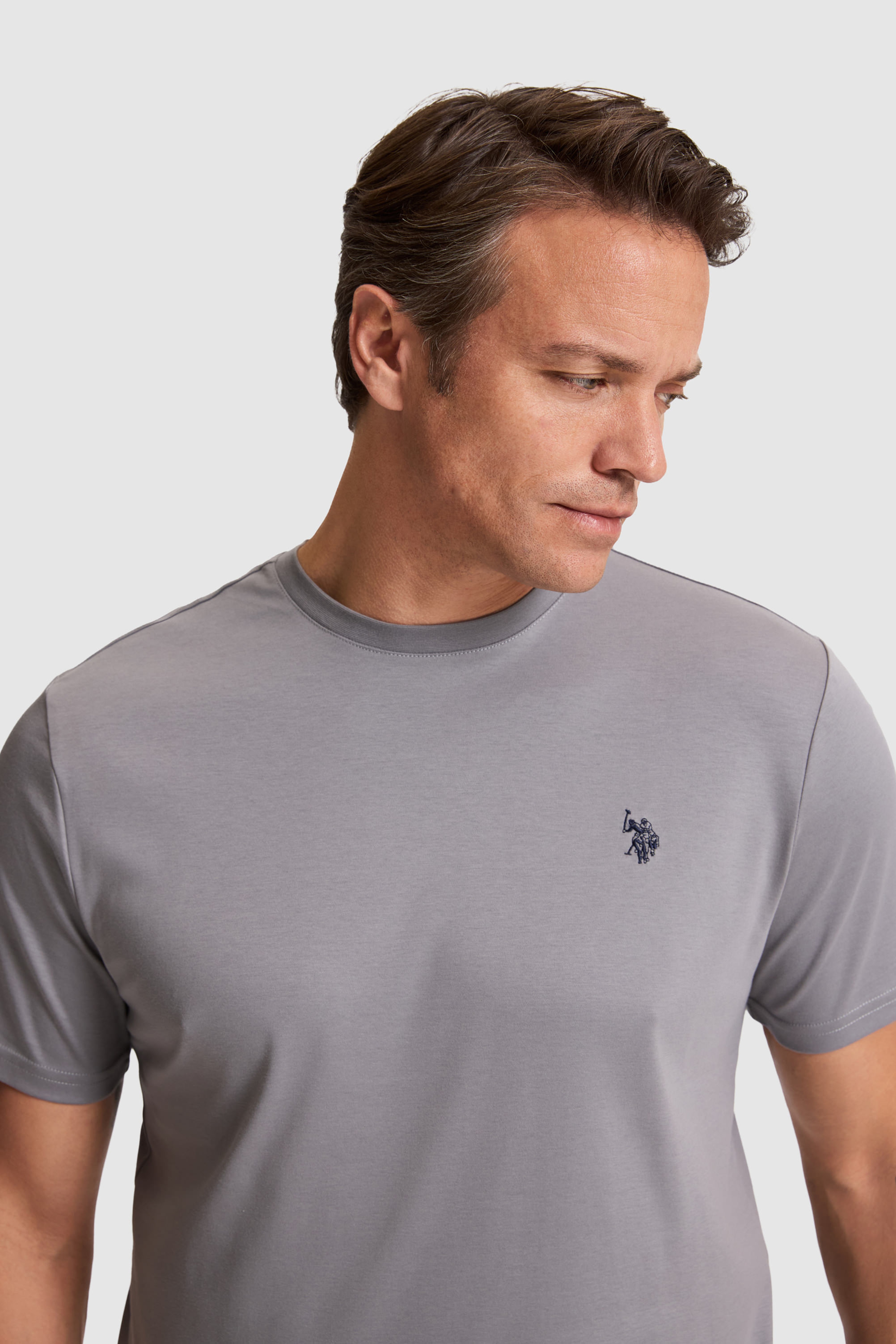 Erkek Gri Regular Fit Bisiklet Yaka Basic Tişört