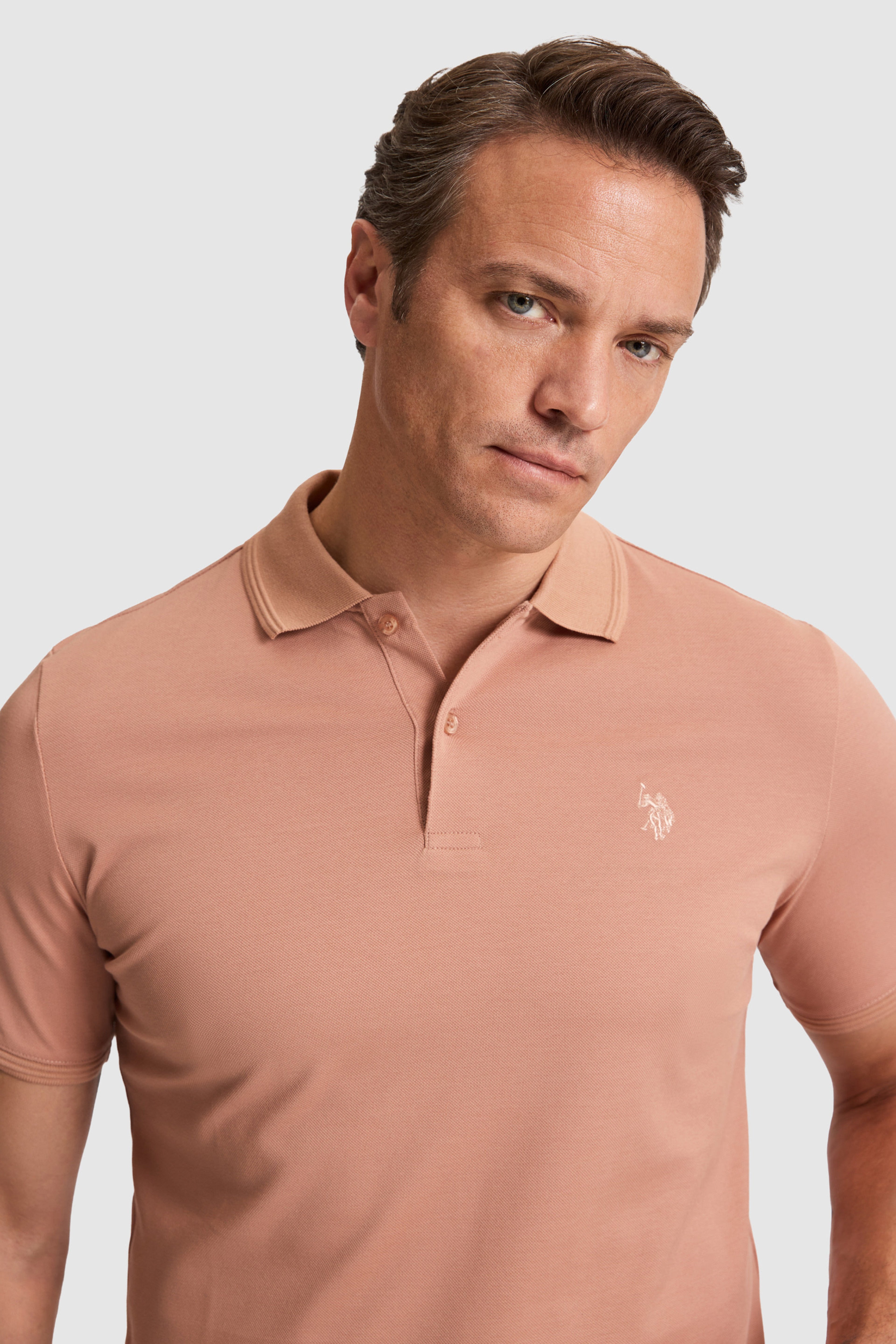 Erkek Pudra Regular Fit Polo Yaka Basic Tişört - Image 2
