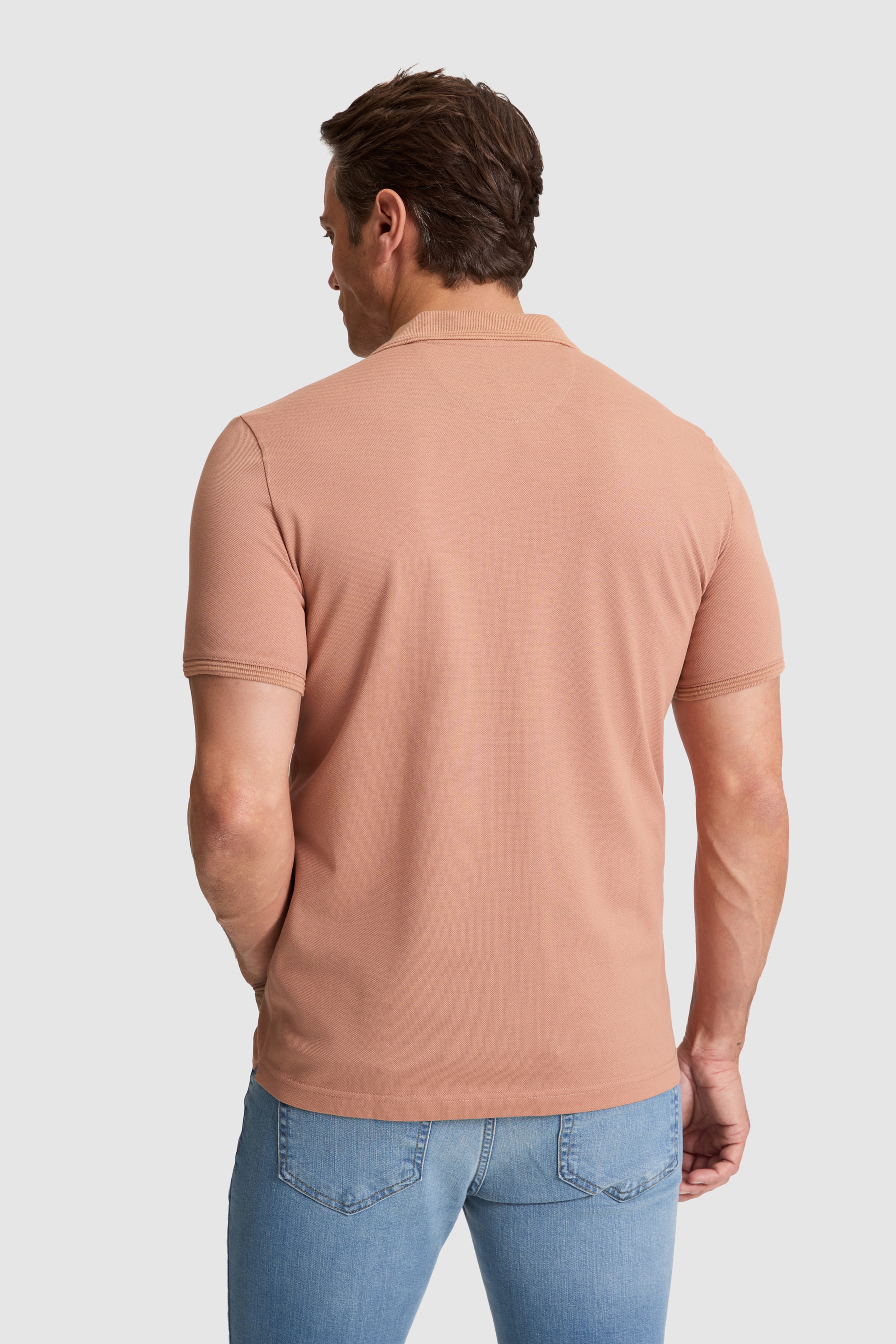 Erkek Pudra Regular Fit Polo Yaka Basic Tişört - Image 5
