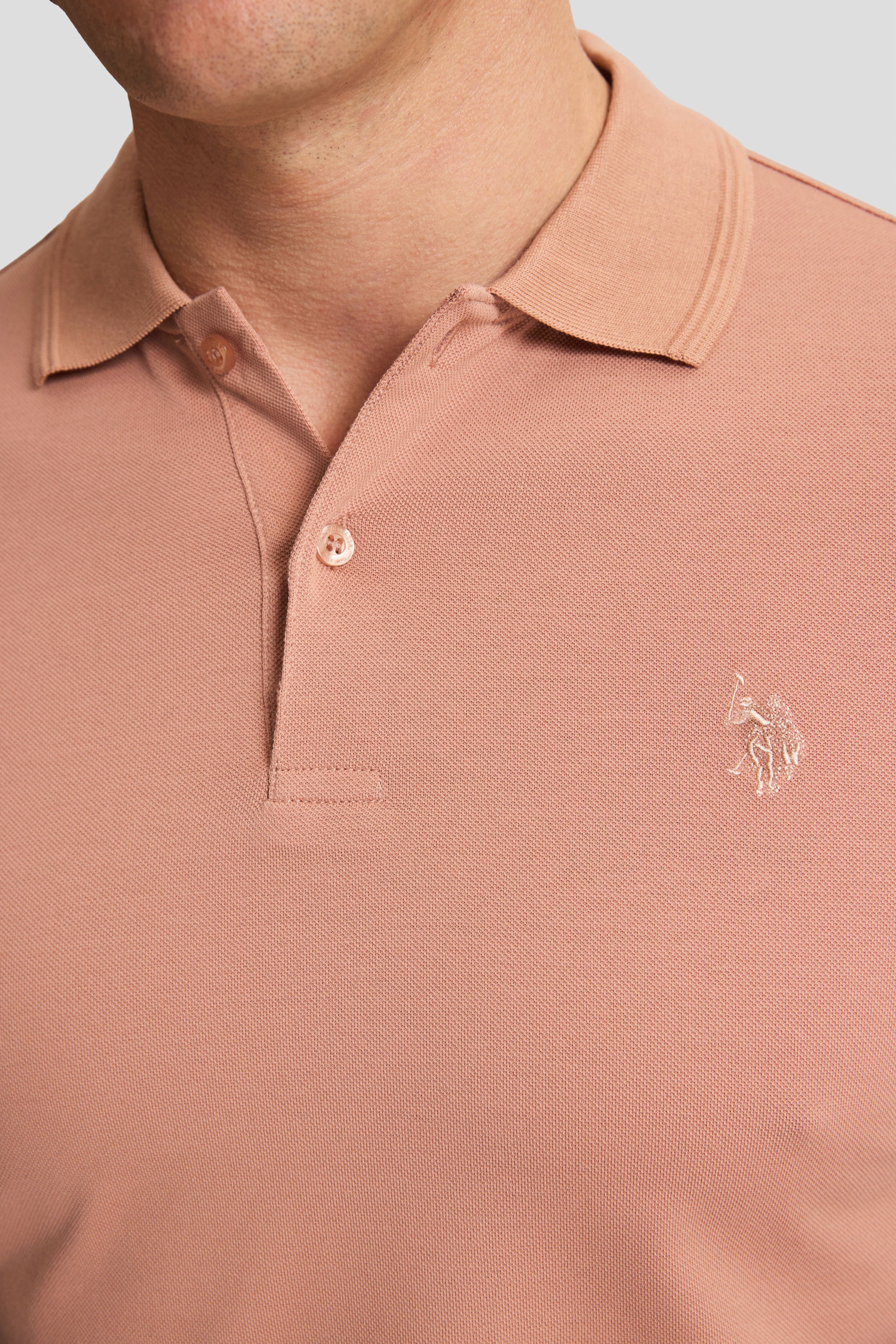 Erkek Pudra Regular Fit Polo Yaka Basic Tişört - Image 6