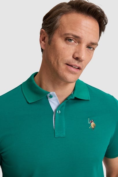Erkek Koyu Yeşil Regular Fit Polo Yaka Basic Tişört