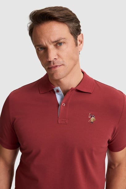 Erkek Vişne Regular Fit Polo Yaka Basic Tişört