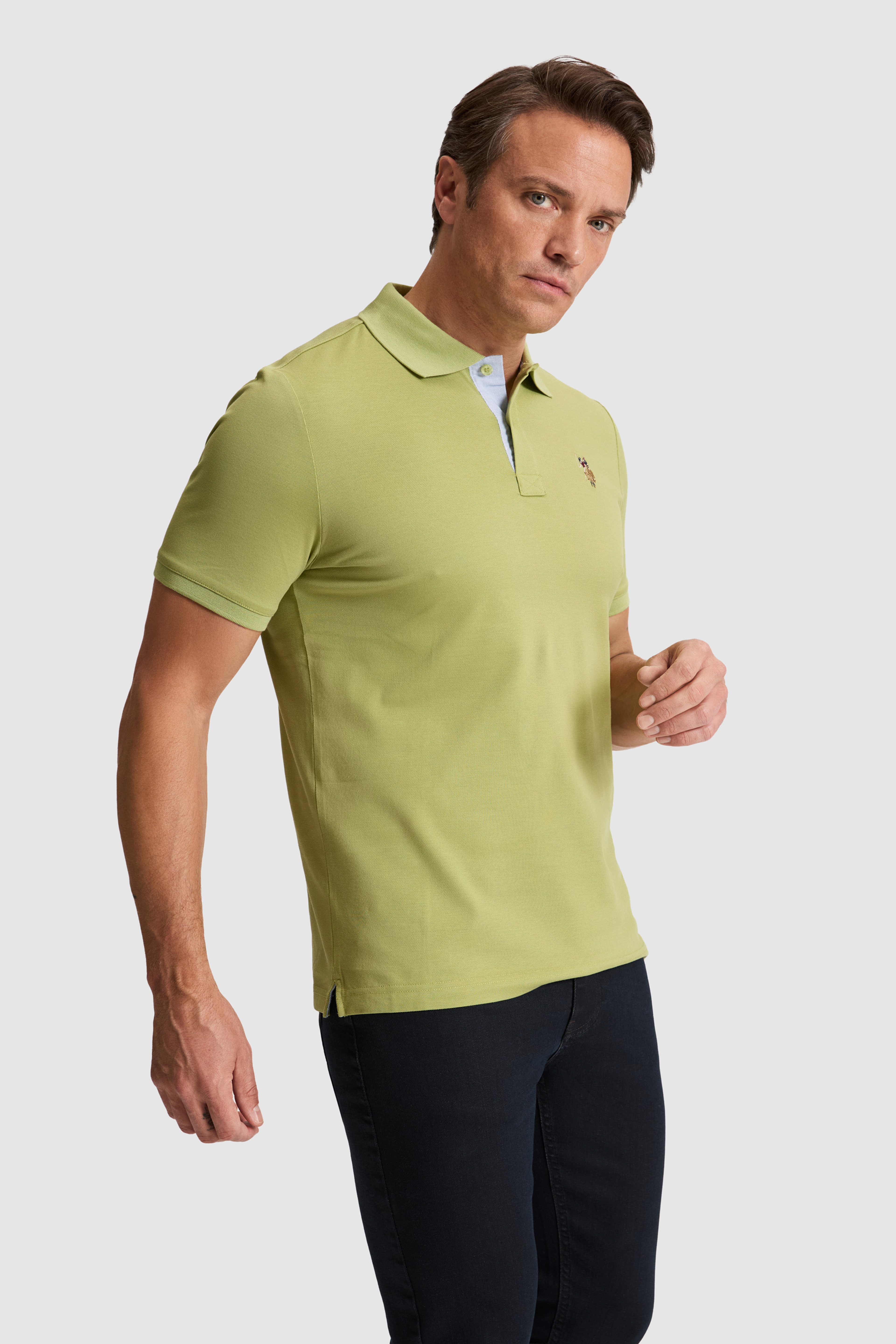 Erkek Yeşil Regular Fit Polo Yaka Basic Tişört